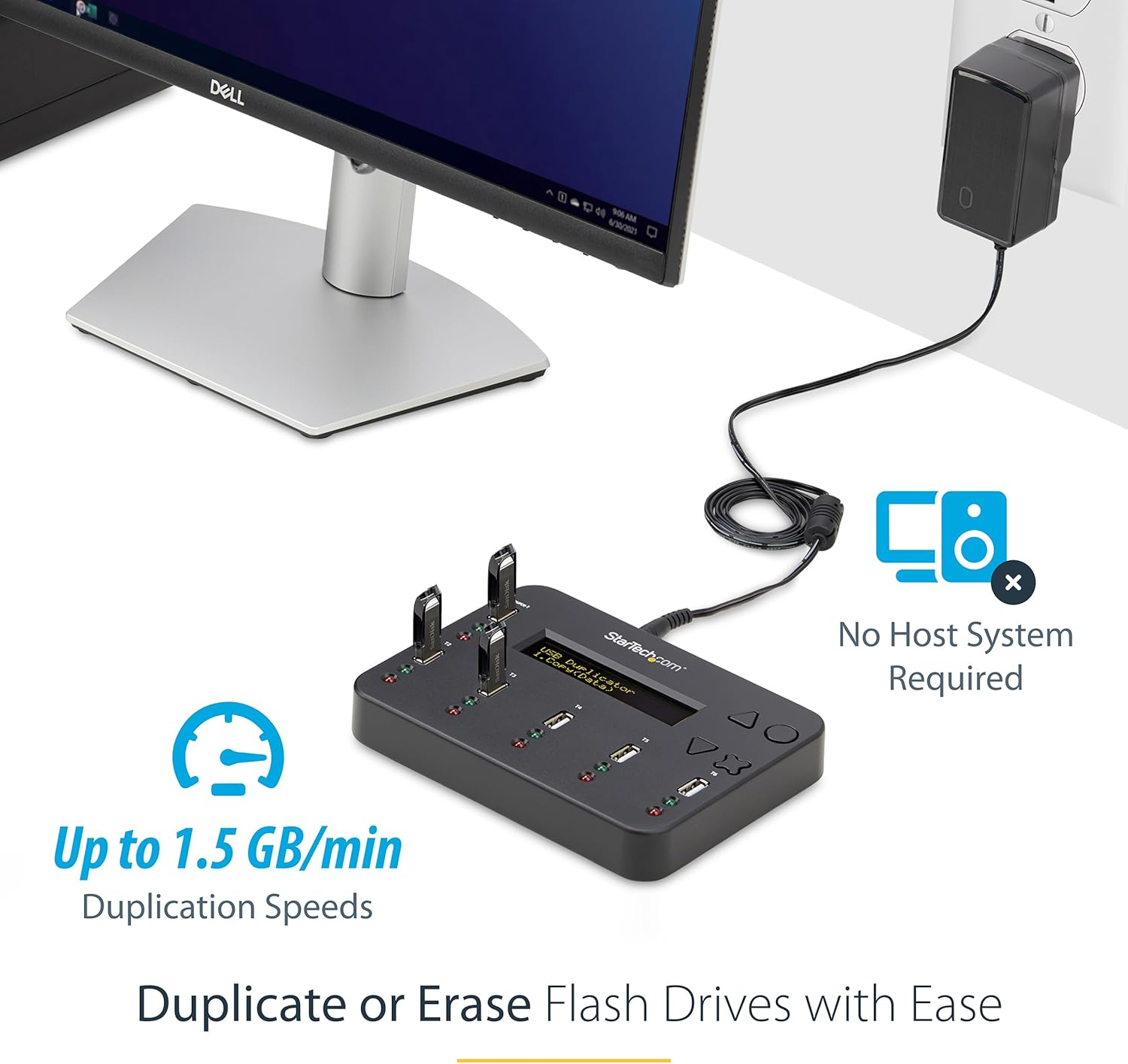 Startech.Com 1:5 Standalone USB Flash Drive Duplicator and Eraser-1 to 5 Flash Drive Copier & Sanitizer with Single/Multi-Pass DOD Erase