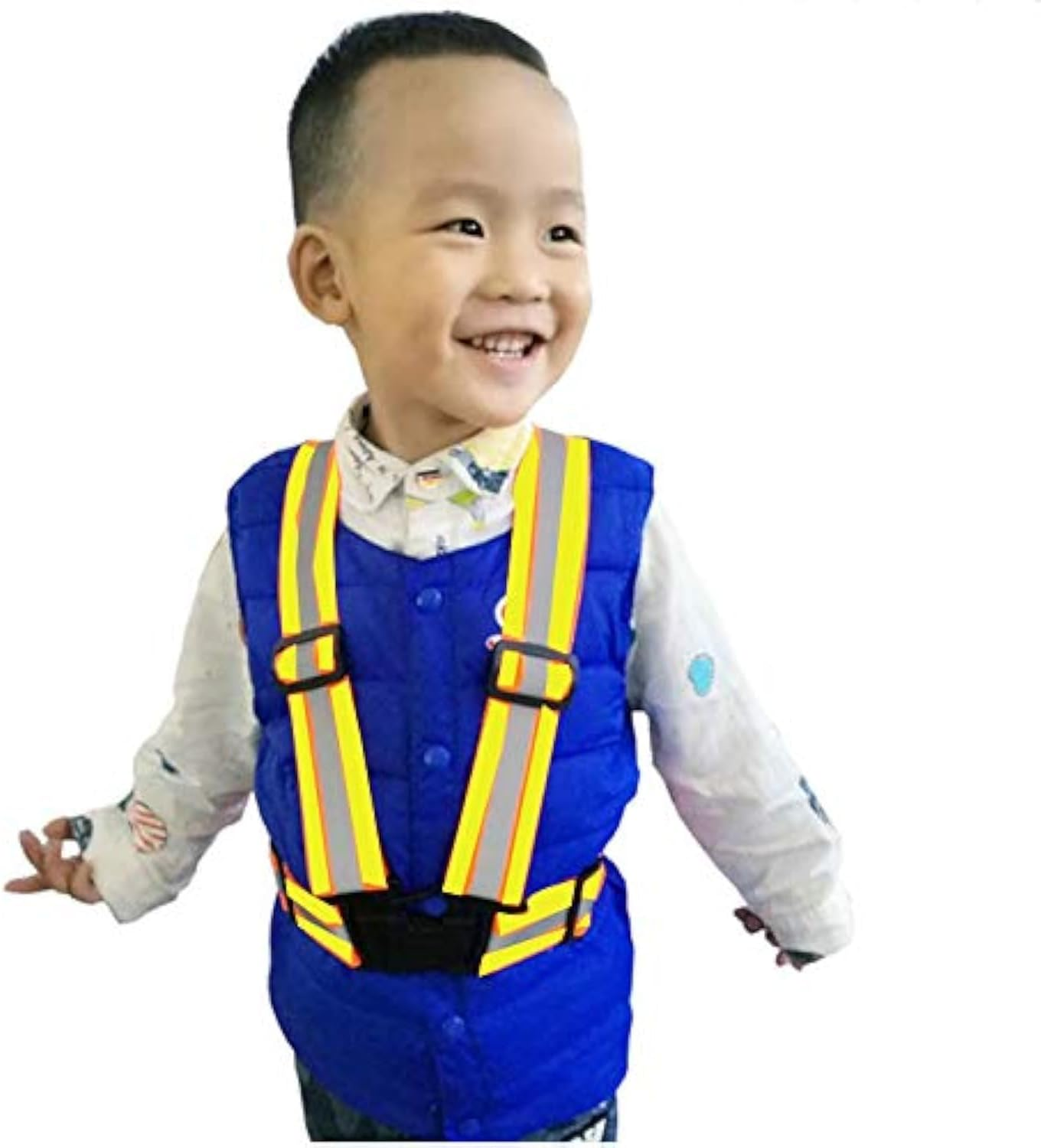 Yerwal Small Children'S Safety Reflective Vest Night Running Gear with Wrist Strap - Elastic, Adjustable, High Visibility Kids' Reflective Vest image number 6