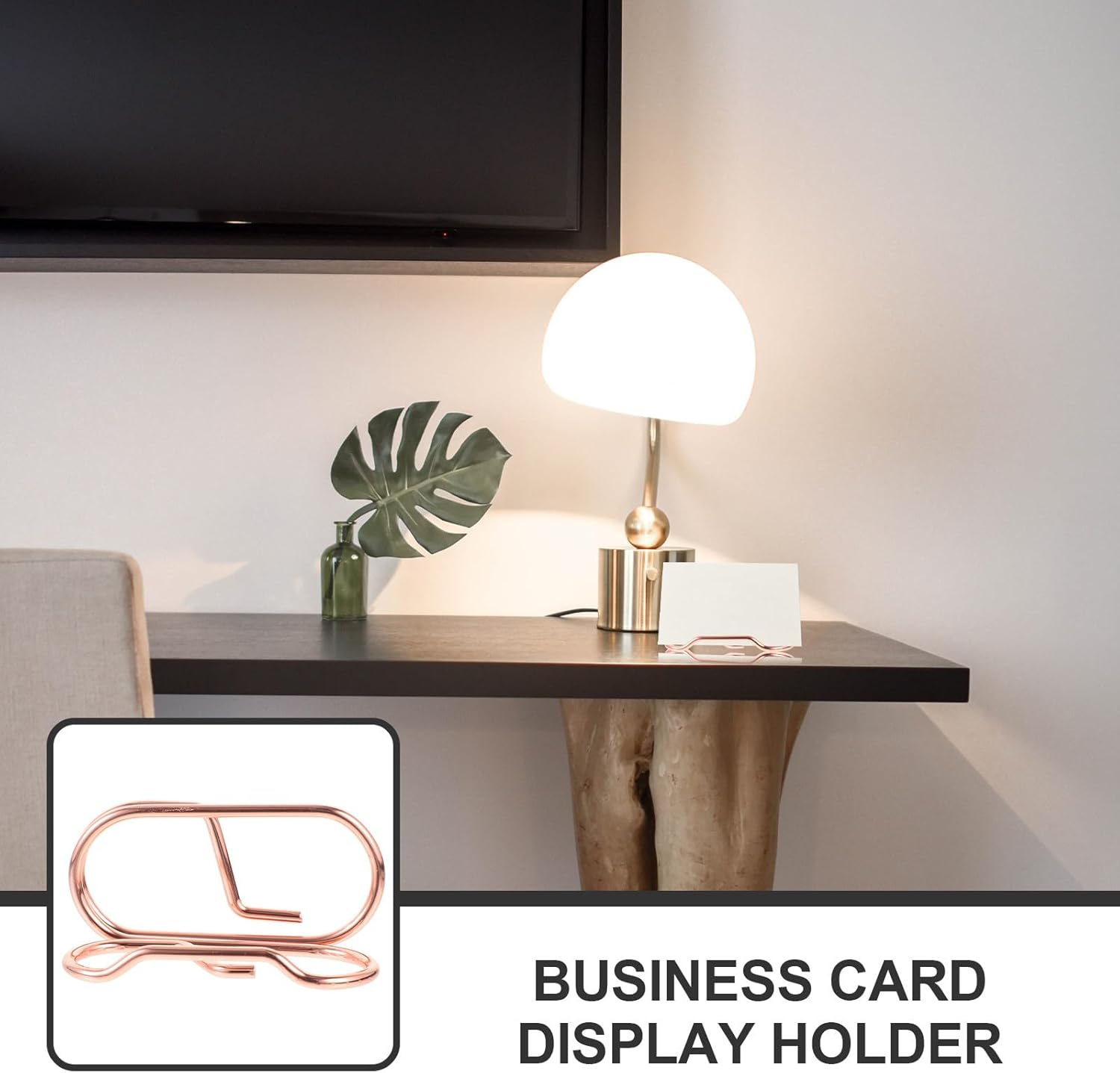 WRITWAA Metal Business Card Holder Desktop Stand Sturdy Business Card Organizer for Office Home Desk Accessories with Capacity and Metal Construction Rose Gold image number 4