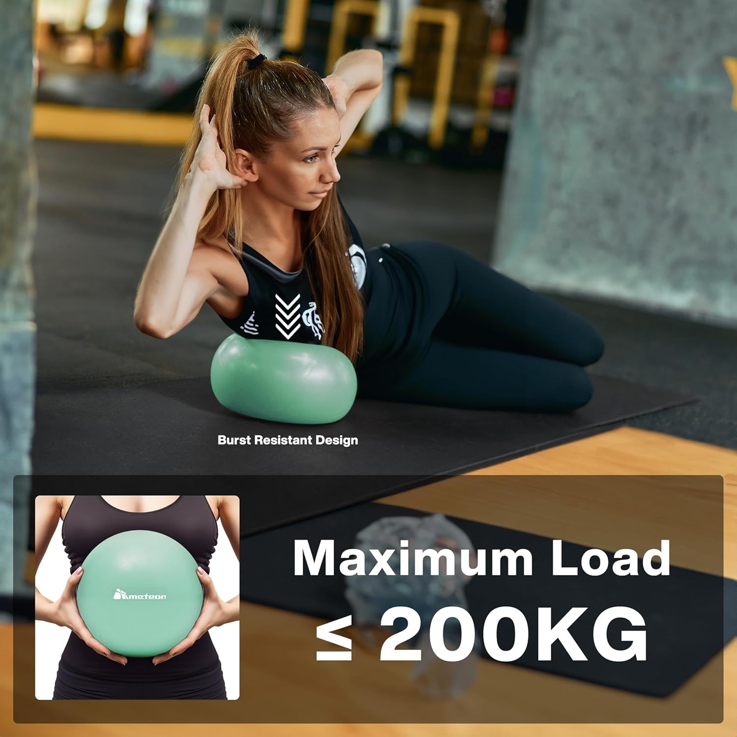 Meteor Mini Anti-Burst Pilates Ball (25Cm) - Small Swiss Ball, Exercise Ball, Fitness Ball, Barre Ball - Ideal for Yoga, Pilates, Physiotherapy, Posture & Relaxation - Green image number 4