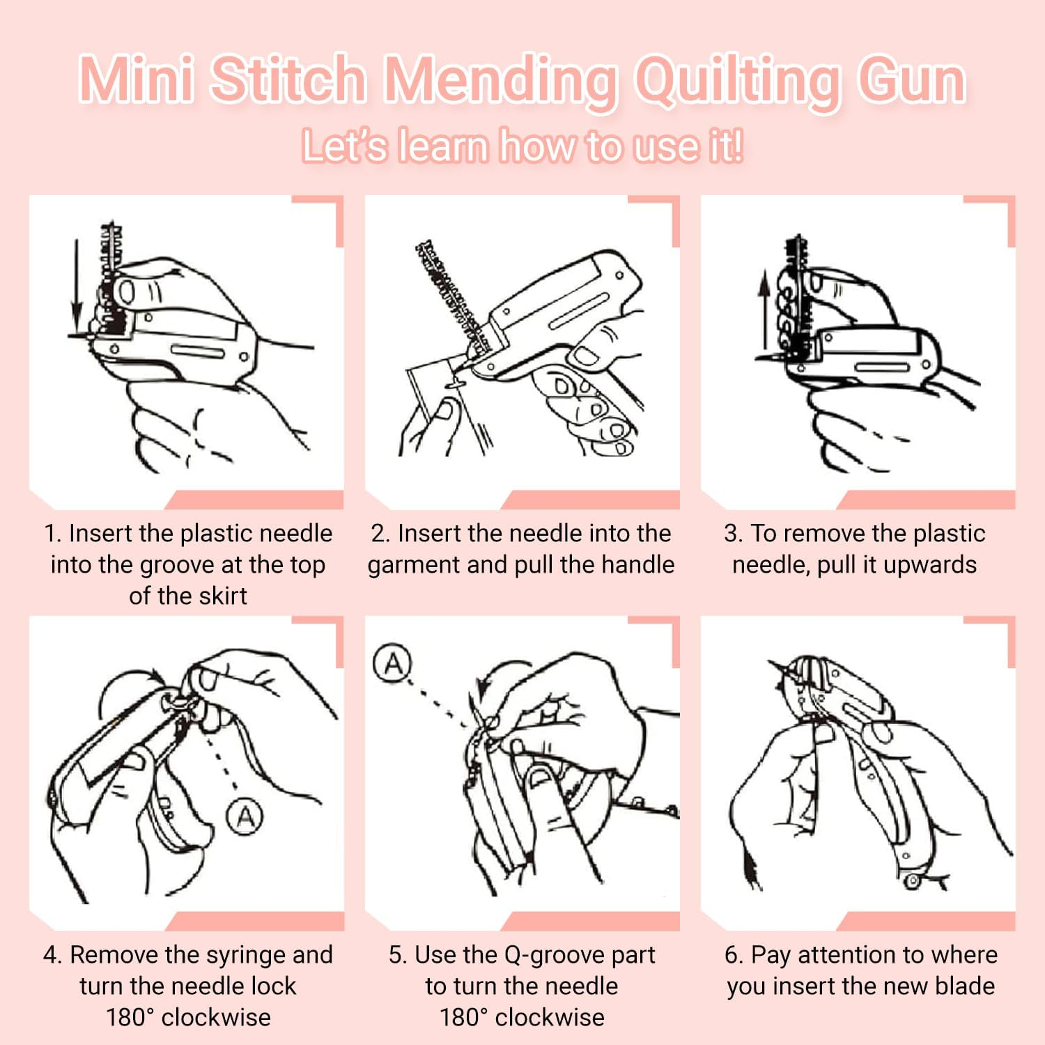 Tagging Gun Kit, Handheld Stitch Fine Stitch Tool Gun Quick Clothing Fixer, Mini Stitch Mending Quilting Gun for Clothes, Includes 5 Replacement Needle, 1500 White & 1500 Black Micro Fasteners (Pink) image number 4