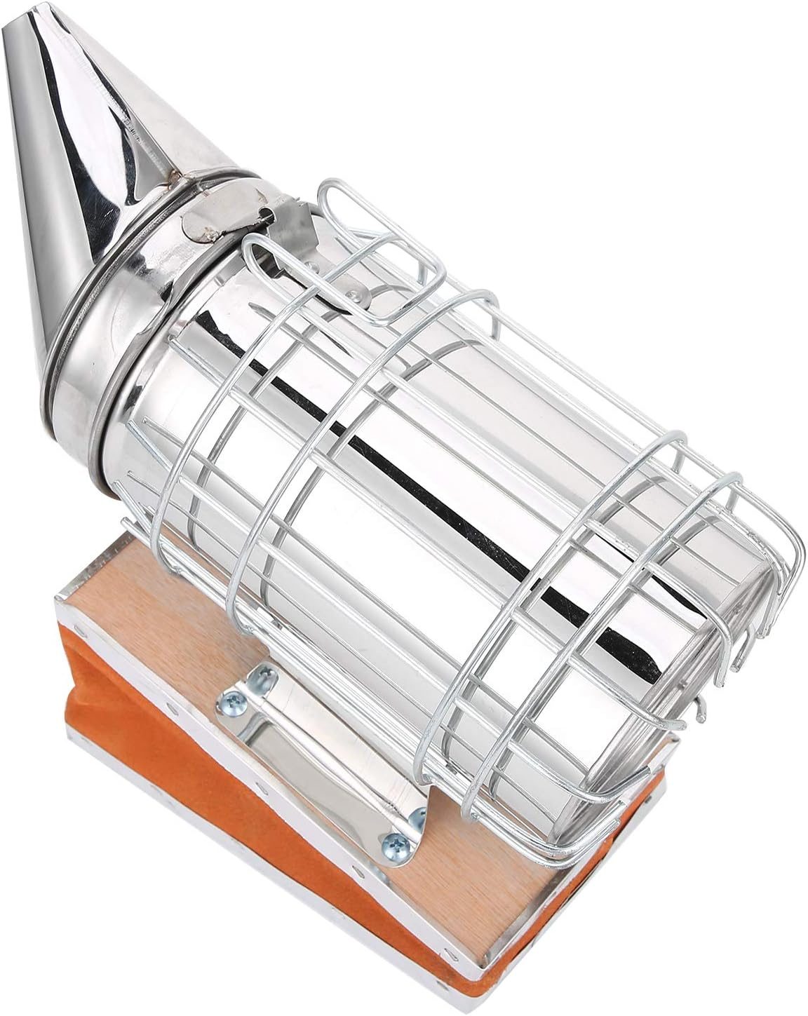 Stainless Steel Beekeeping Smoker, Large Pro Bee Smoker with Red Cowhide Smoke Storage Part, Mounting Hook, Easy to Carry and Store, Beekeeping Equipment for Beekeeper
