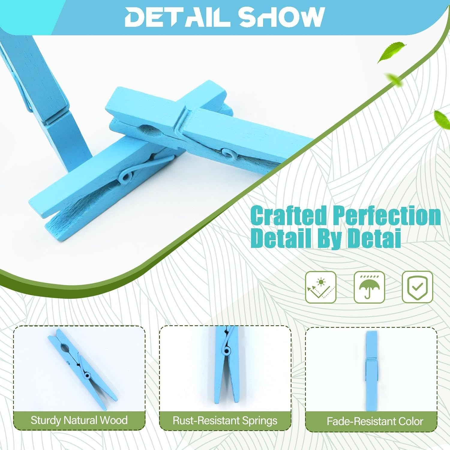 100 Pack Clothes Pins Wooden, 2.9 Inch Colored Clothespins Wood, Close Pins for Crafts Decorations Classroom Hanging Pictures, Wood Clips for Clothes Outdoors, Blue - Dark Black image number 4