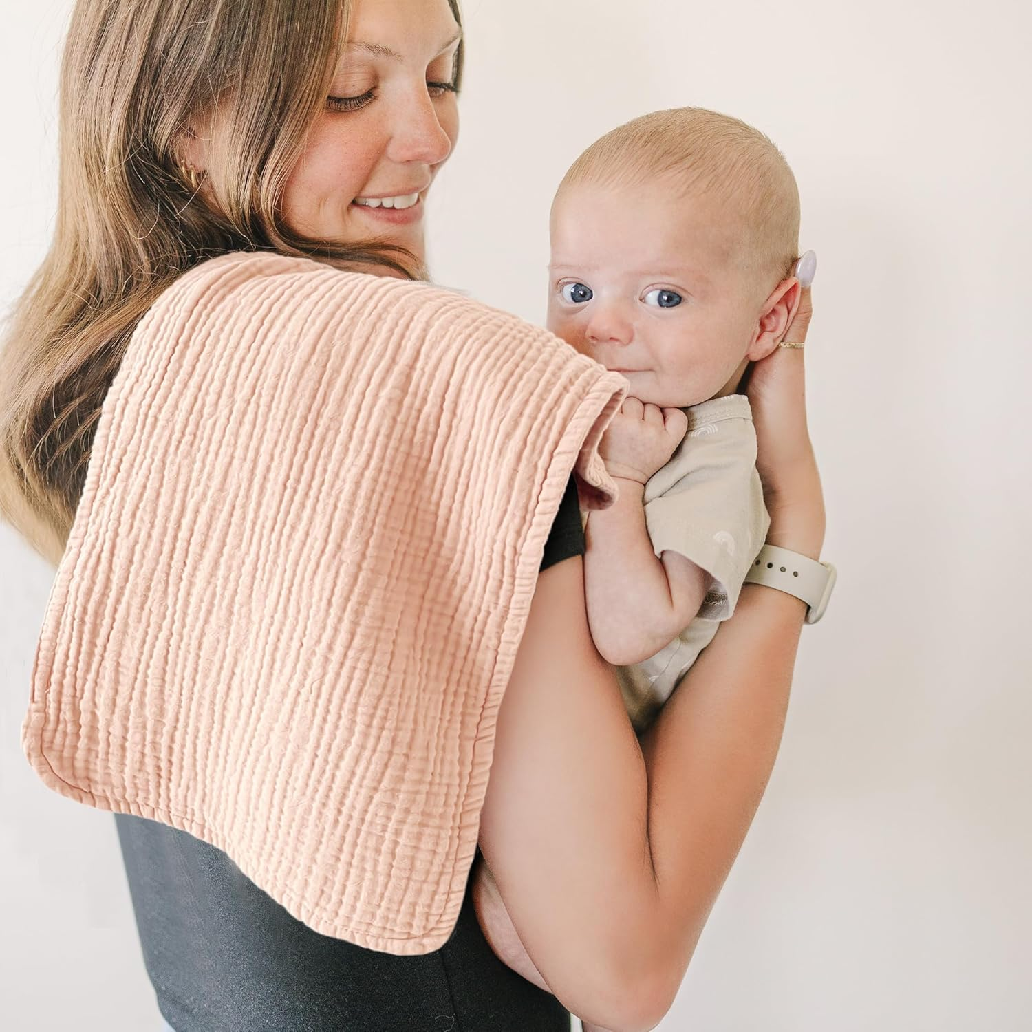 Konssy Muslin Baby Burp Cloths Sets for Unisex- 6 Pack Large 100% Cotton Burping Clothes for Newborn，Baby Girls and Boys - Blue image number 4