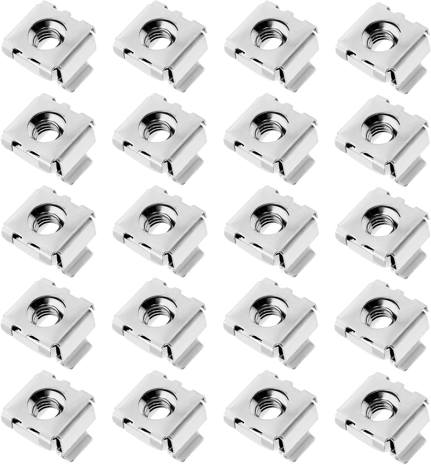 Emsea 20Pcs M5 Cage Nuts 304 Stainless Steel Nuts Assembly Kit for Network Cabinets Server Cabinets Electronics Casings Racks Silver
