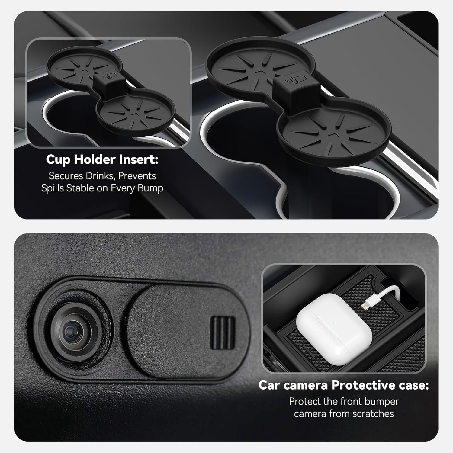 5PCS Center Console Organizer Set for Model Y Juniper Accessories, Model 3 Highland Shockproof Noiseless Storage Tray, Cup Holder & Armrest Drawer Organizer Accessories .EN1 Yl(5Pcs Set)