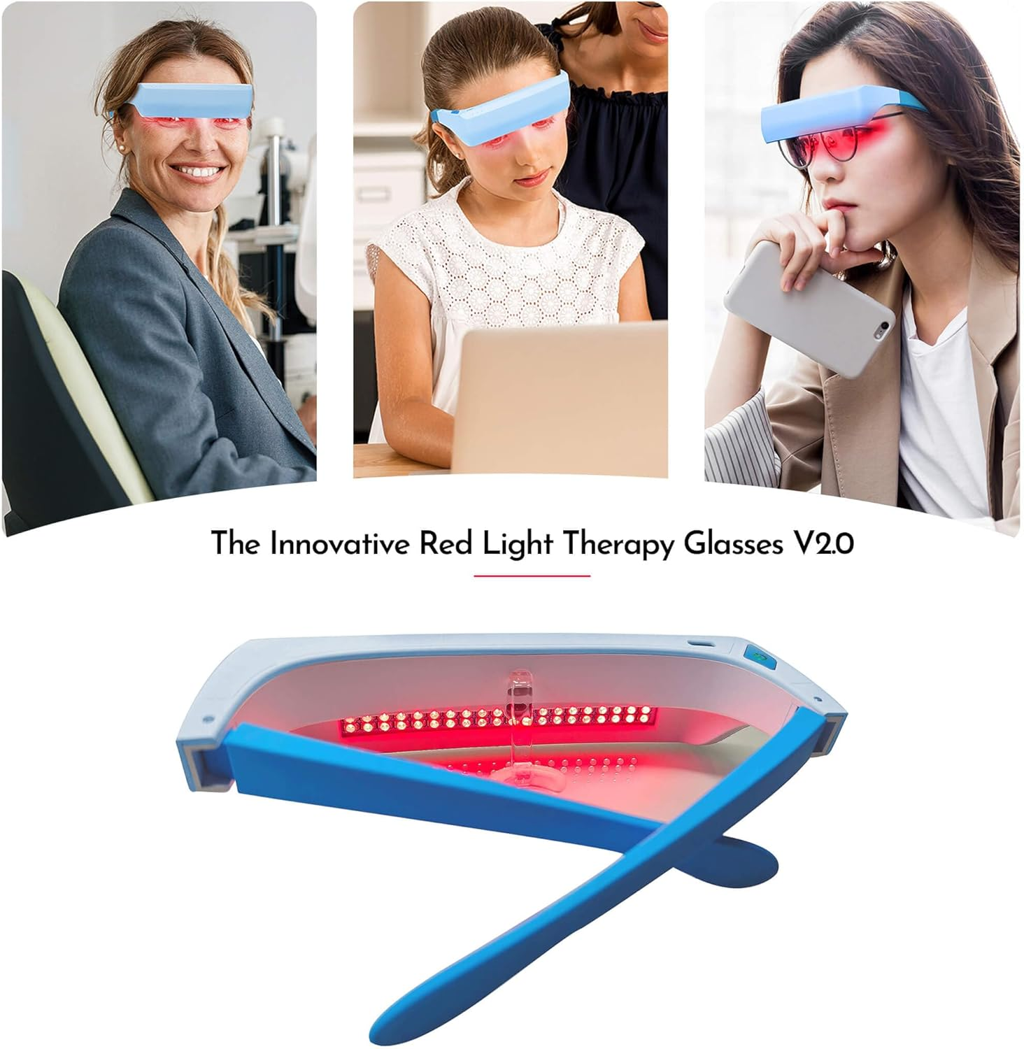Red Light Therapy Glasses for Vision Improvement & Eye Health, 670Nm Wearable Light Therapy Glasses - Helps Improve Eyesight, Reduce Eye Strain, Enhance Sleep (Red Light) image number 3