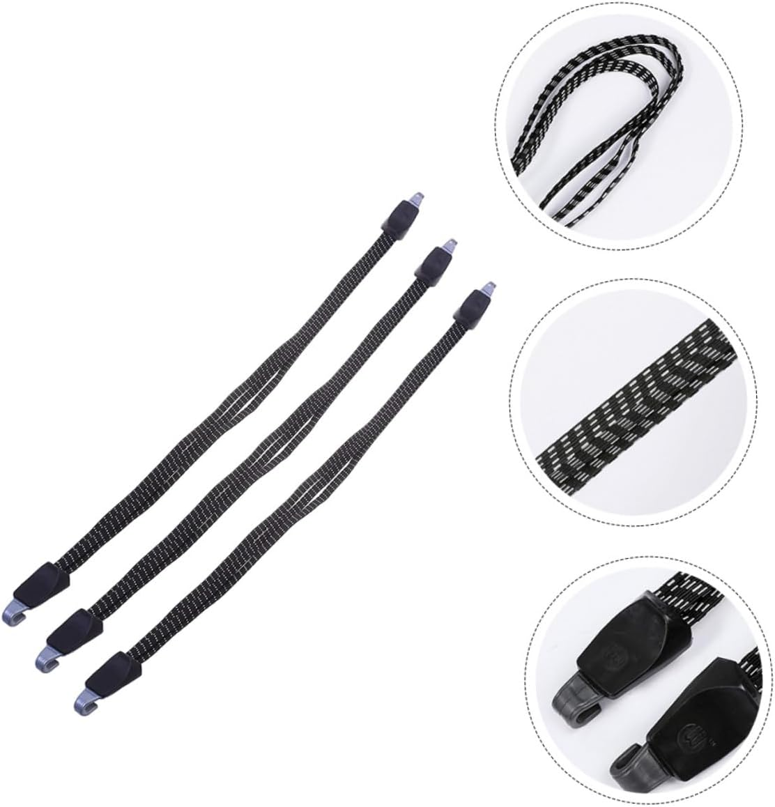 Happyyami 3Pcs Luggage Rope Straps Bungee Cords Hooks Elastic Cord for Secure Cargo Net image number 1
