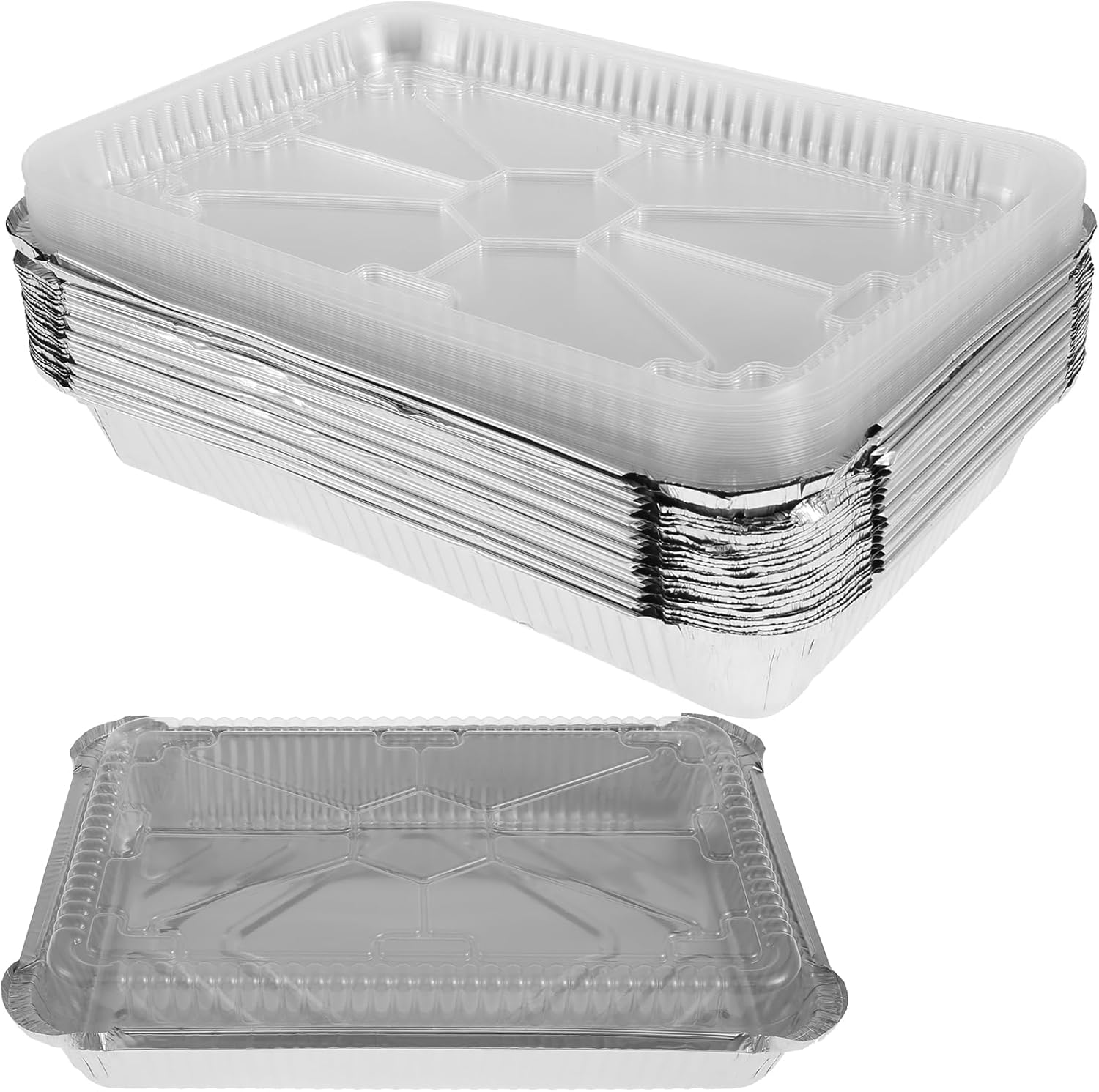 25 Pcs Aluminium Foil Baking Trays, Aluminium Foil Trays Containers, Aluminum Pans with Lids, Non-Stick Aluminum Foil Baking Pans, Tin Foil Pans for Baking Cooking Roasting Heating and Freezer image number 2