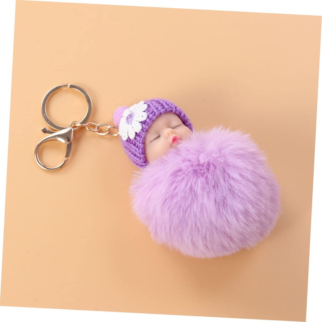 FOYTOKI 2Pcs Stylish Plushie Keychain Keyring Pompom Decor Decorative Bag Pendant Cartoon Charm - Pink image number 4