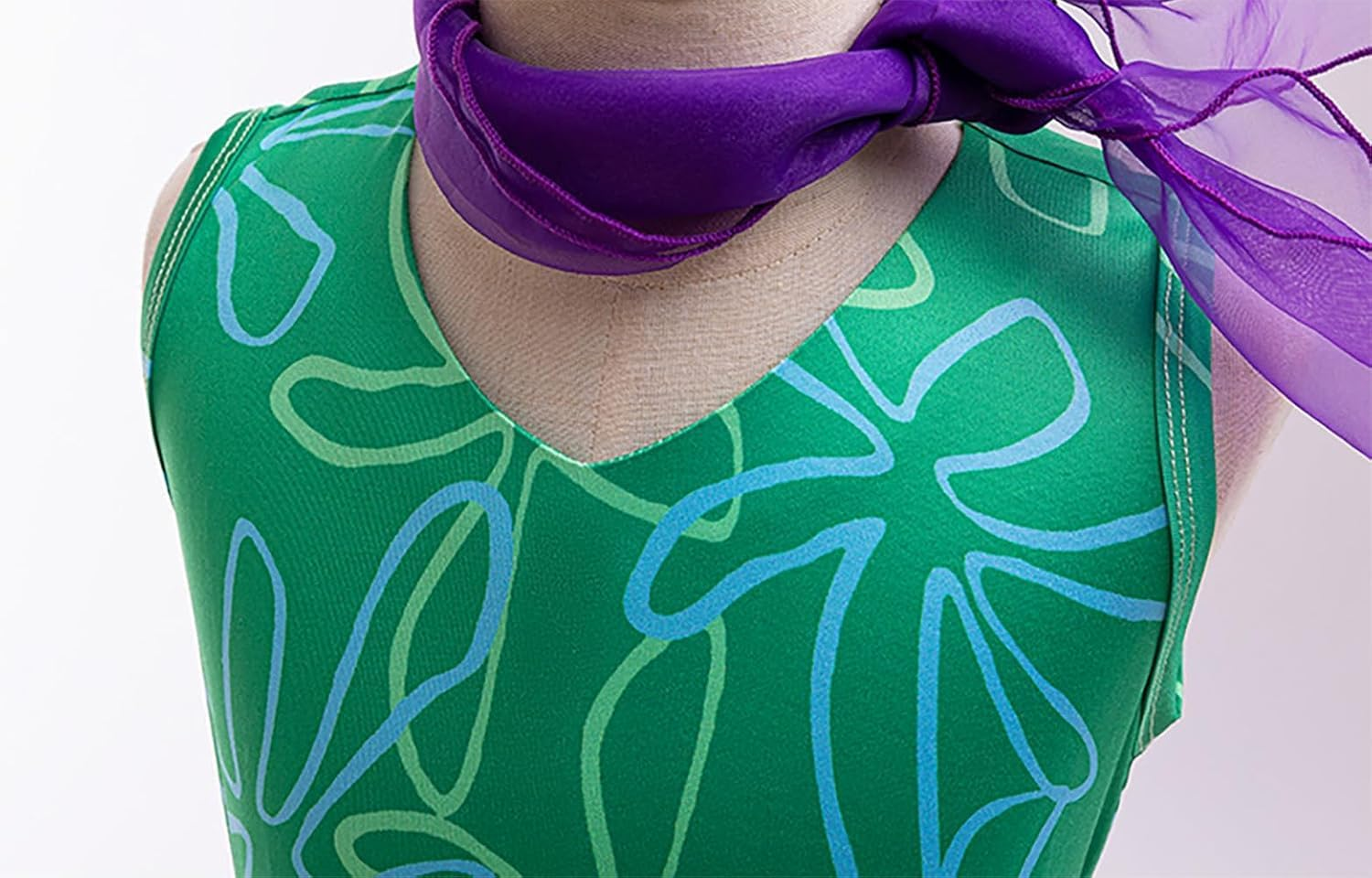 Girls Green Costume Cosplay Dress up Halloween Outfits with Wig image number 3