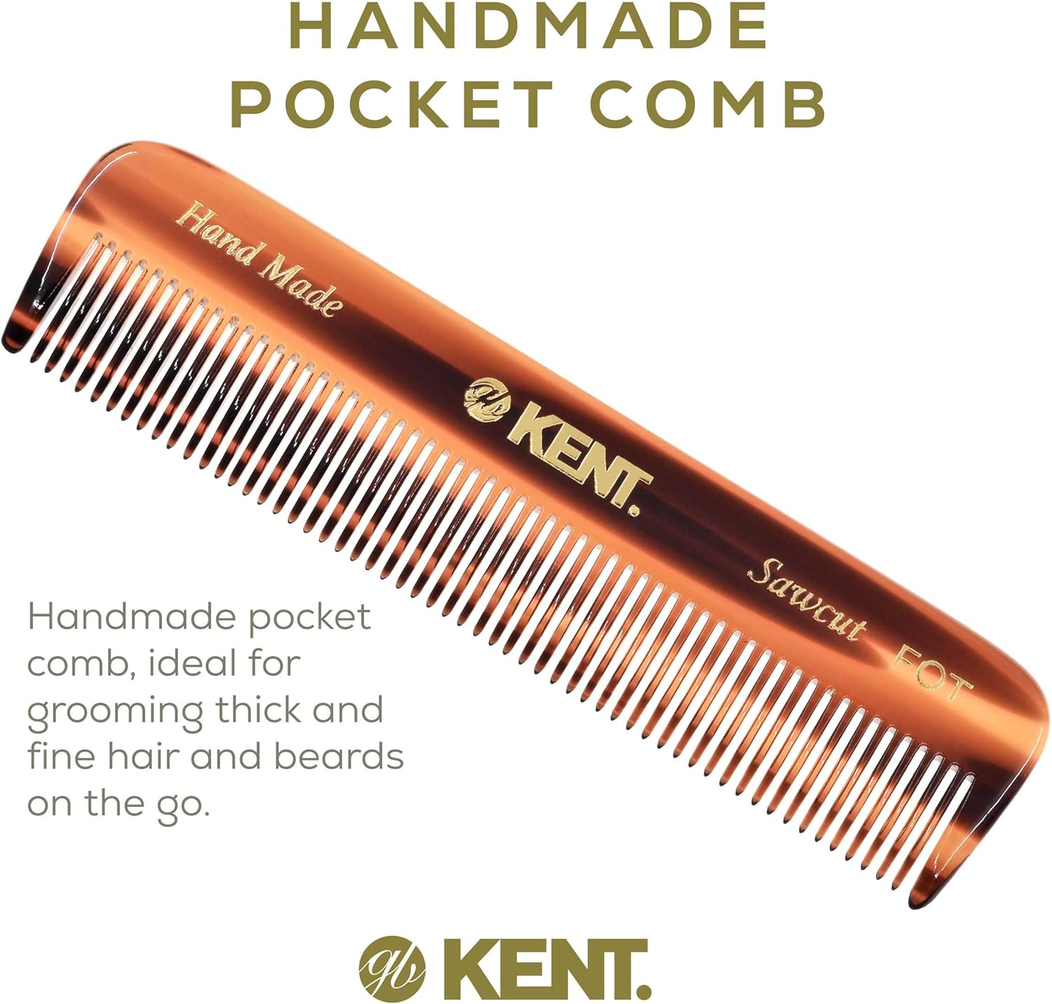 Kent FOT 4 1/2" 112Mm Handmade All Fine Pocket Comb for Styling Medium or Fine Hair (FOT 2-Pack) image number 3