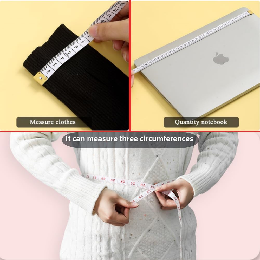 4PCS Body Measuring Ruler Sewing Cloth Tailor Tape Measure Soft Flat 60Inch1.5M, Dual-Sided, Large Print, Flexible, Metal Ends image number 5