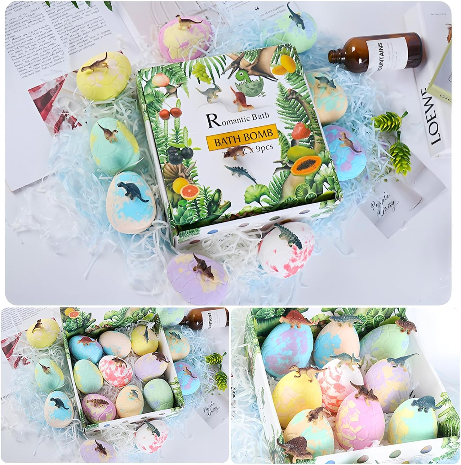 9 Packs Bath Bombs for Kids - Dinosaur Egg Bath Salt Balls with Surprise Toy Dinosaurs - Fun Spa Gifts for Girls and Boys - Relaxing Bubble Bath Experience image number 3