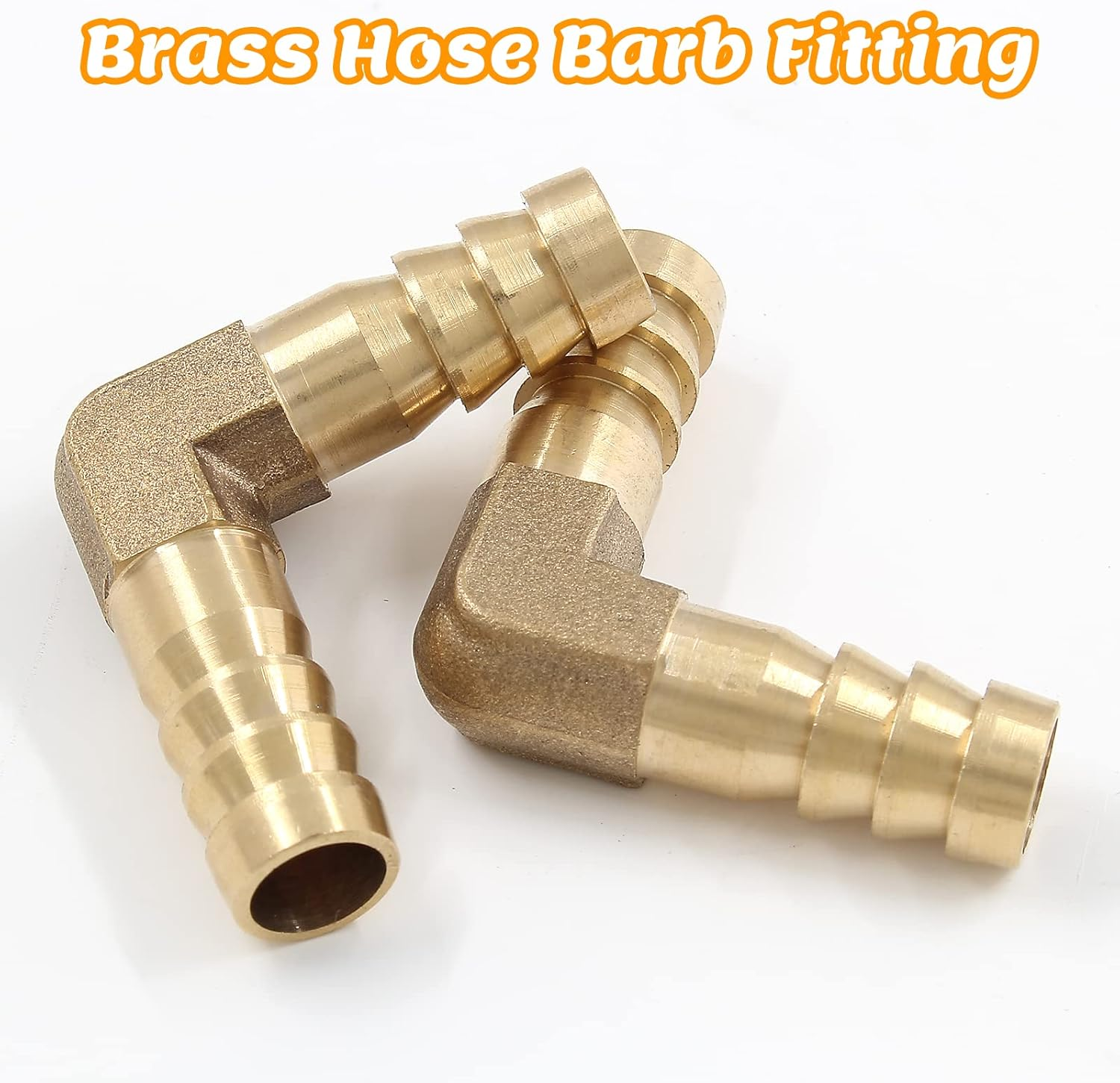 2Pcs 3/8 Inch Brass Hose Barb Elbow 90 Degree L Right Angle Elbow 10Mm Hose ID Barb Reducer Union Water/Fuel/Air image number 2
