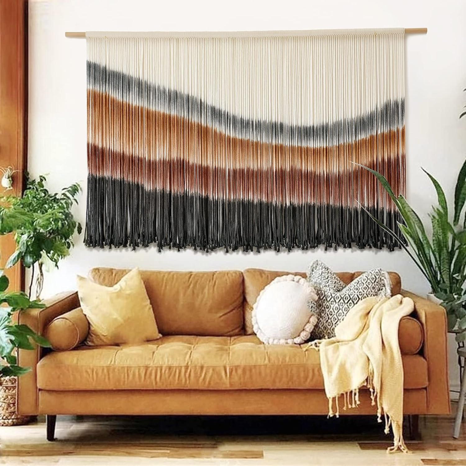 Macrame Wall Hanging Large Dip Dye Tapestry Fiber Wall Art Boho Bedroom D&eacute;cor 57''W*35''L