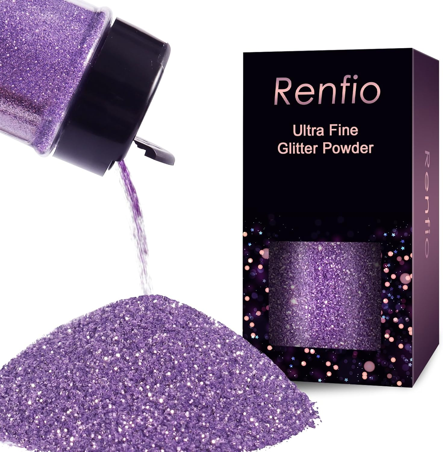 Renfio Iridescent Ultra Fine Glitter Powder Resin Supplies Glitters 1.94 Oz /55G PET Flake Crafts Sequins 1/128" Epoxy Chips for Christmas Decorations, Epoxy Resin, Snow Globe Tumblers - Dream Rainbow