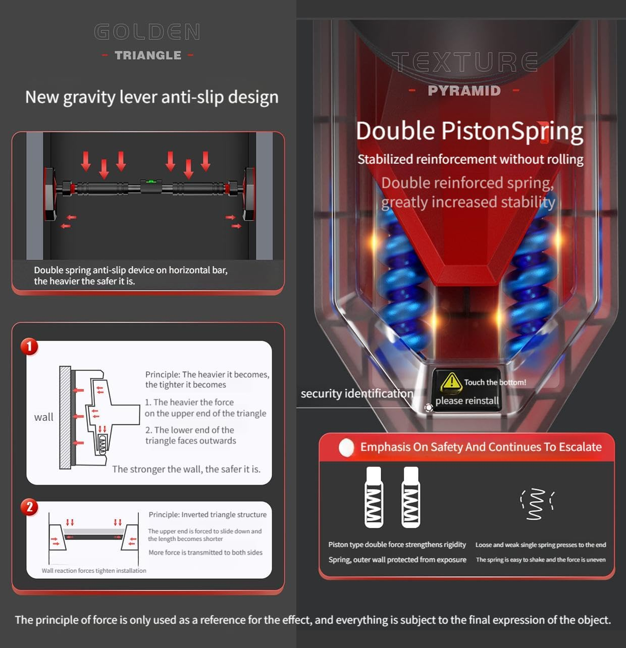 Adjustable Pull up Bar for Doorway, 1080KG Max Load Chin up Bar with 5-Lock & Anti-Slip, Adjustable 75-94Cm Width Locking Mechanism Pullup Bar ，No Drill No Punching，Home Gym Equipment for Strength Training image number 3