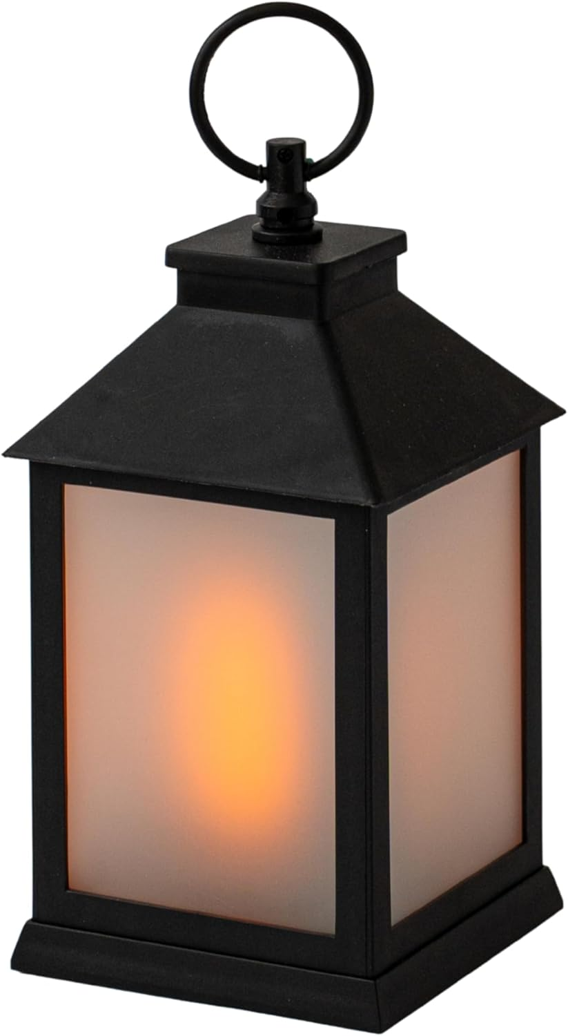 Meletē LED Lantern Light &ndash; 20.5Cm, Vintage Black, Flame Effect, Battery Operated with Timer &ndash; Cordless Hanging or Table Lantern for Indoor D&eacute;cor, Christmas, Weddings, Parties, Gifts image number 1