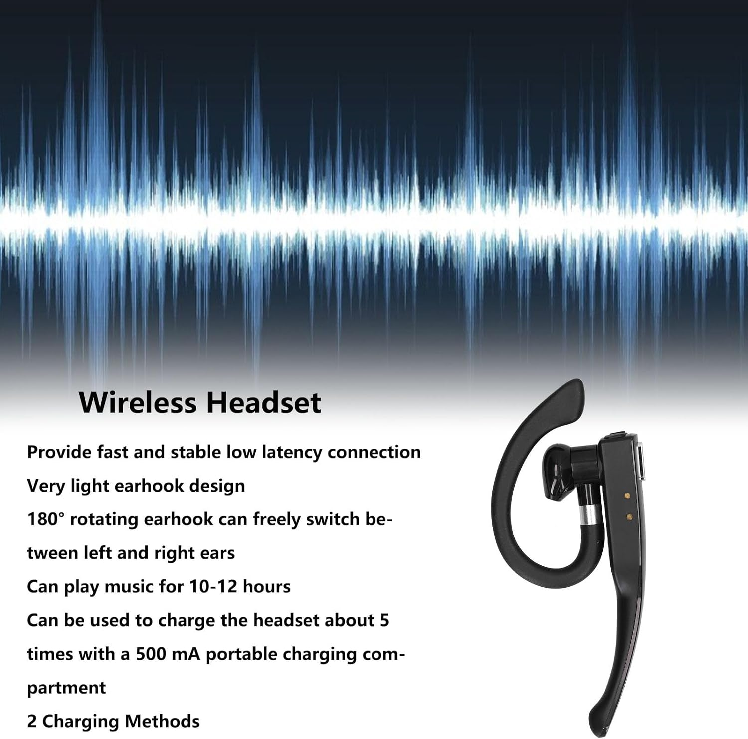 Lvifloae YYK 525 Business Bluetooth Headset Wireless over Earphones with Microphone and LED Power Indicator image number 2