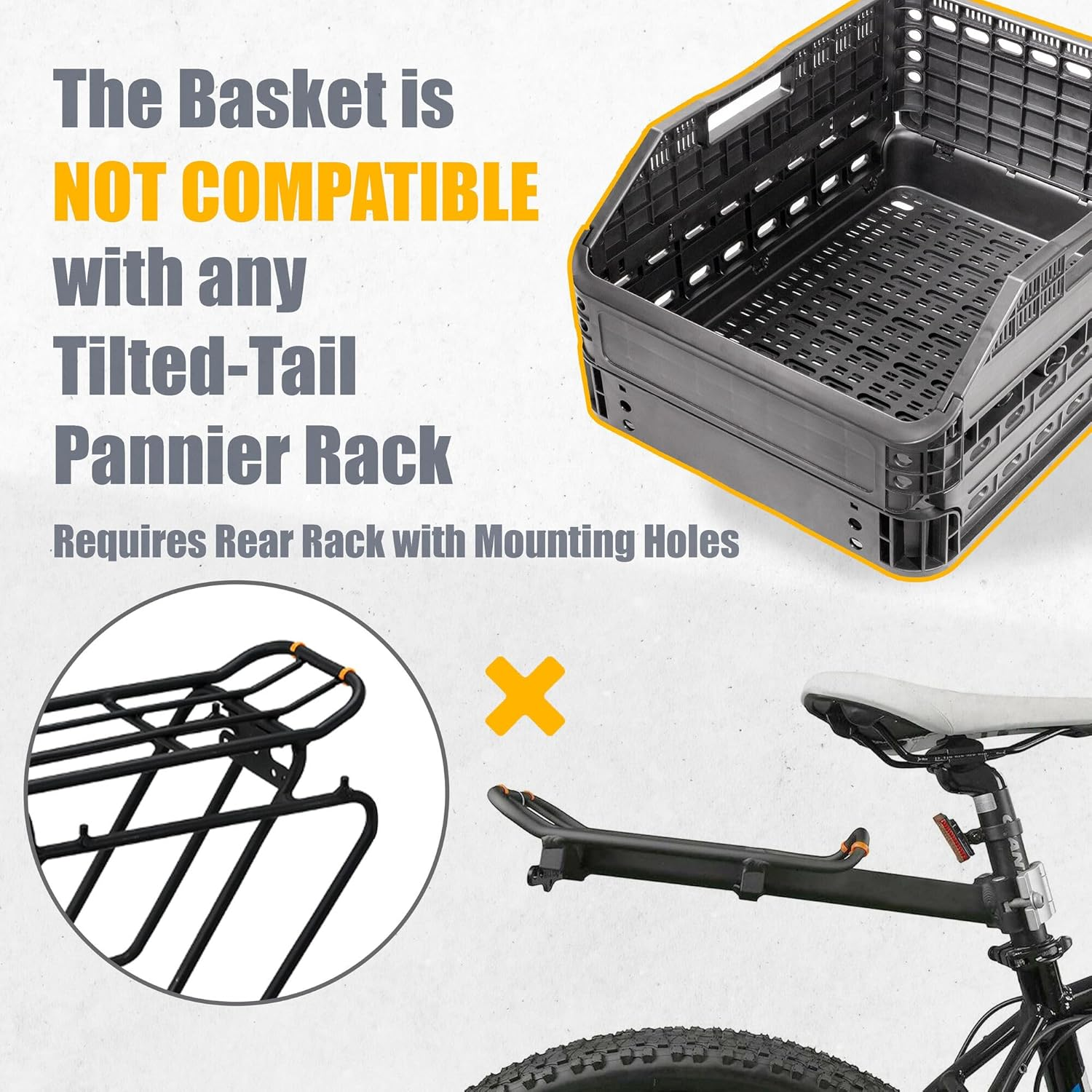 Cyclingdeal Foldable Rear Bike Basket - Patented Design Easy to Install Bicycle Basket with 34L Large Capacity - Premium Quality Basket for Bike Durable Resistant to Heat & Corrosion image number 3