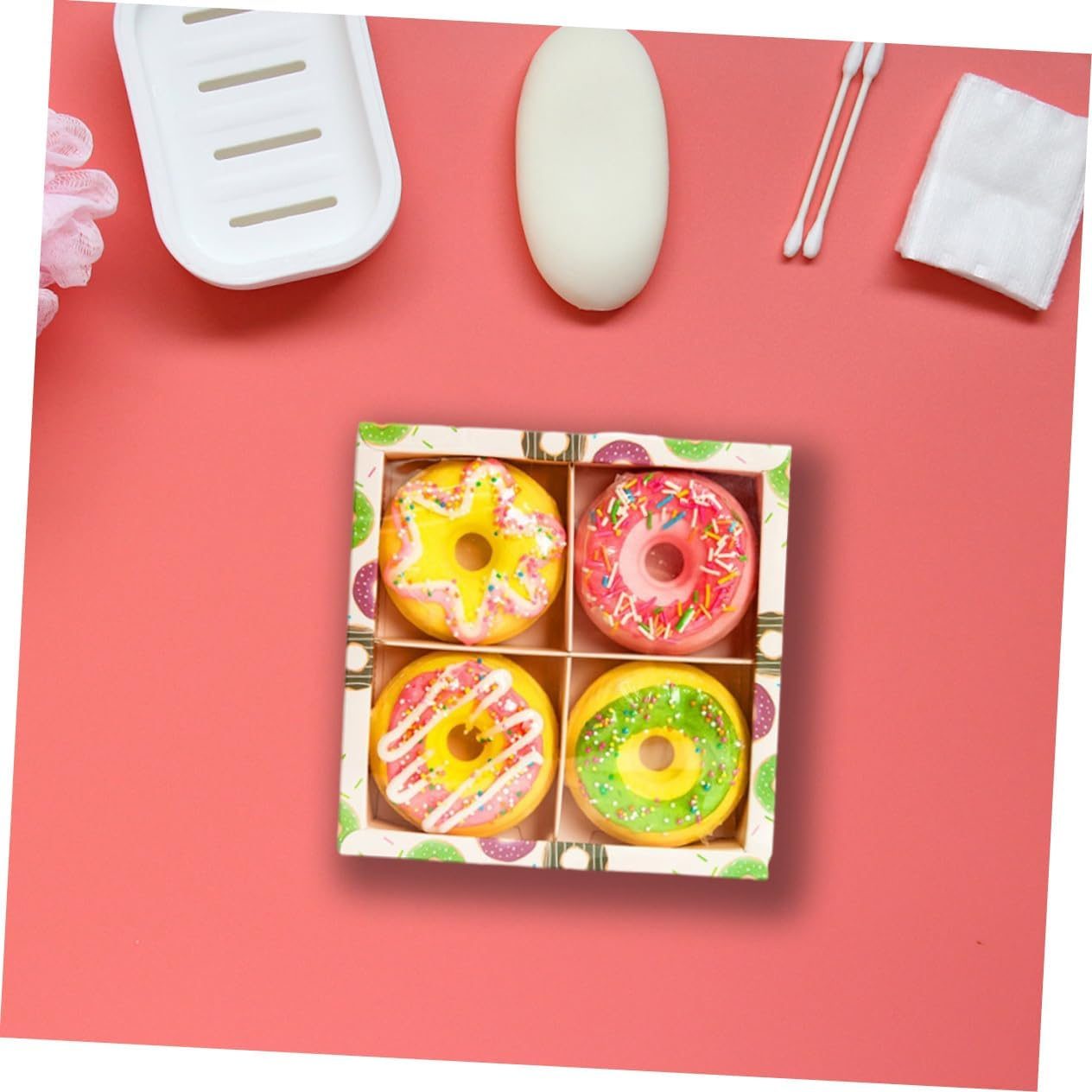 Beavorty Doughnut Shape 100G 4Pcs Set Essential Oils for Boys and Girls Fun Bath Time Random Style