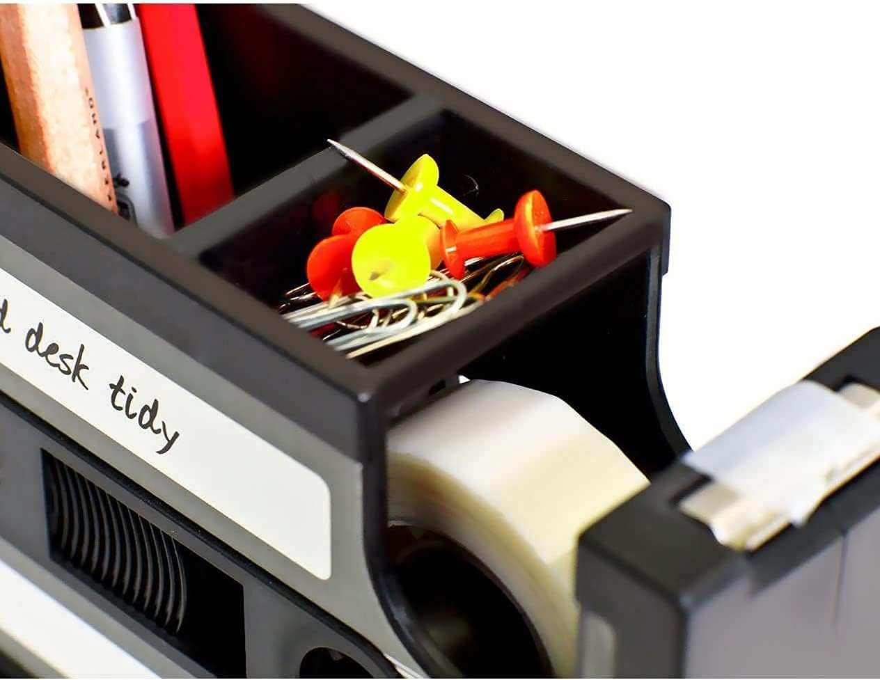 Cassette Tape Dispenser Pen Holder Vase Pencil Pot Stationery Desk Tidy Container Office Stationery Supplier Gift-Onepalace (Black) image number 6