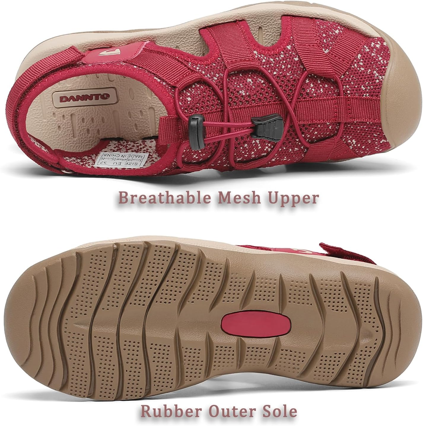 Dannto Women'S Sport Sandals Close Toe Mesh Hiking Outdoor Athletic Casual Walking Sandals Water Shoes image number 4