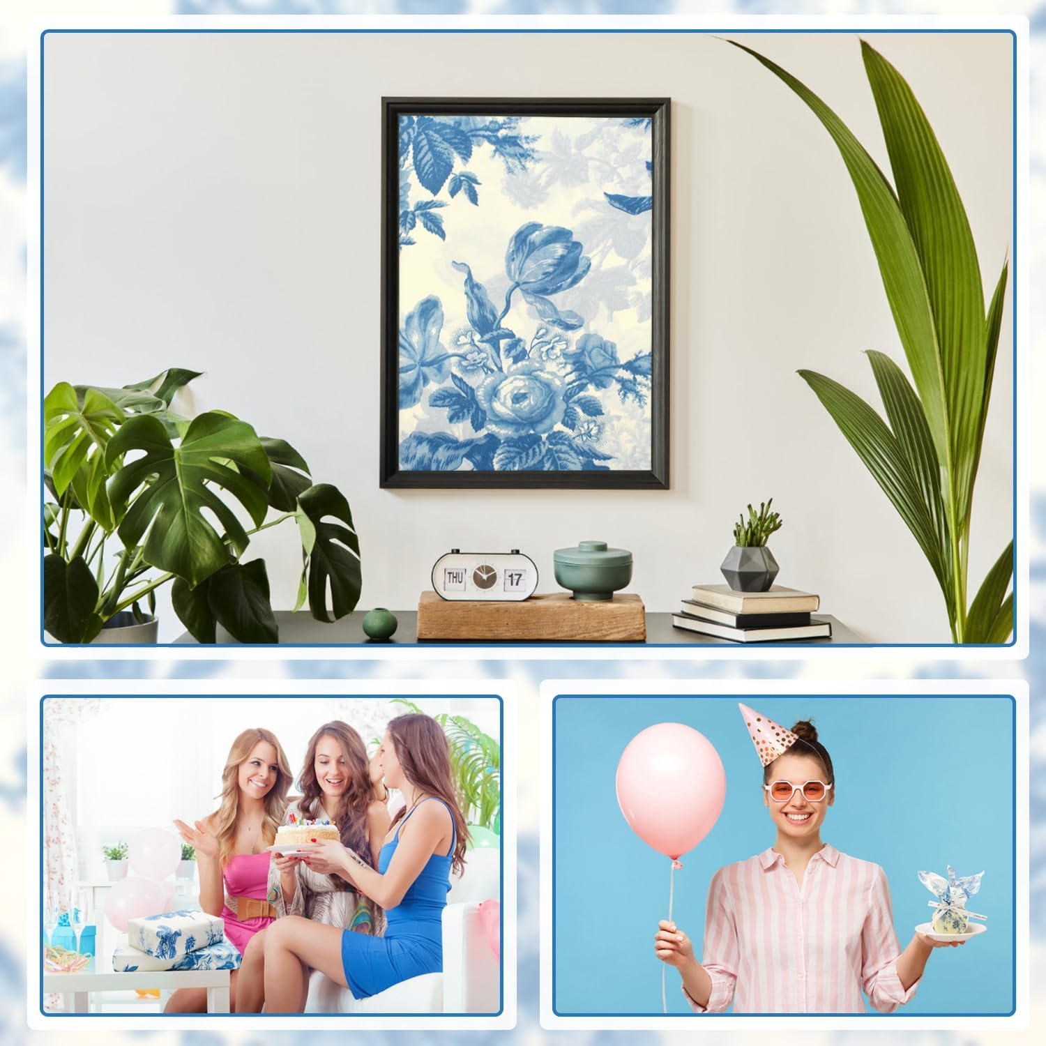 Benvo 20 Sheets Floral Print Tissue Paper 20 Inch X 29 Inch Decoupage Paper Decorative Tissue Paper Gift Wrapping Paper Flower DIY Art Craft Paper for Spring Wedding Birthday Baby Shower(Style B) image number 3