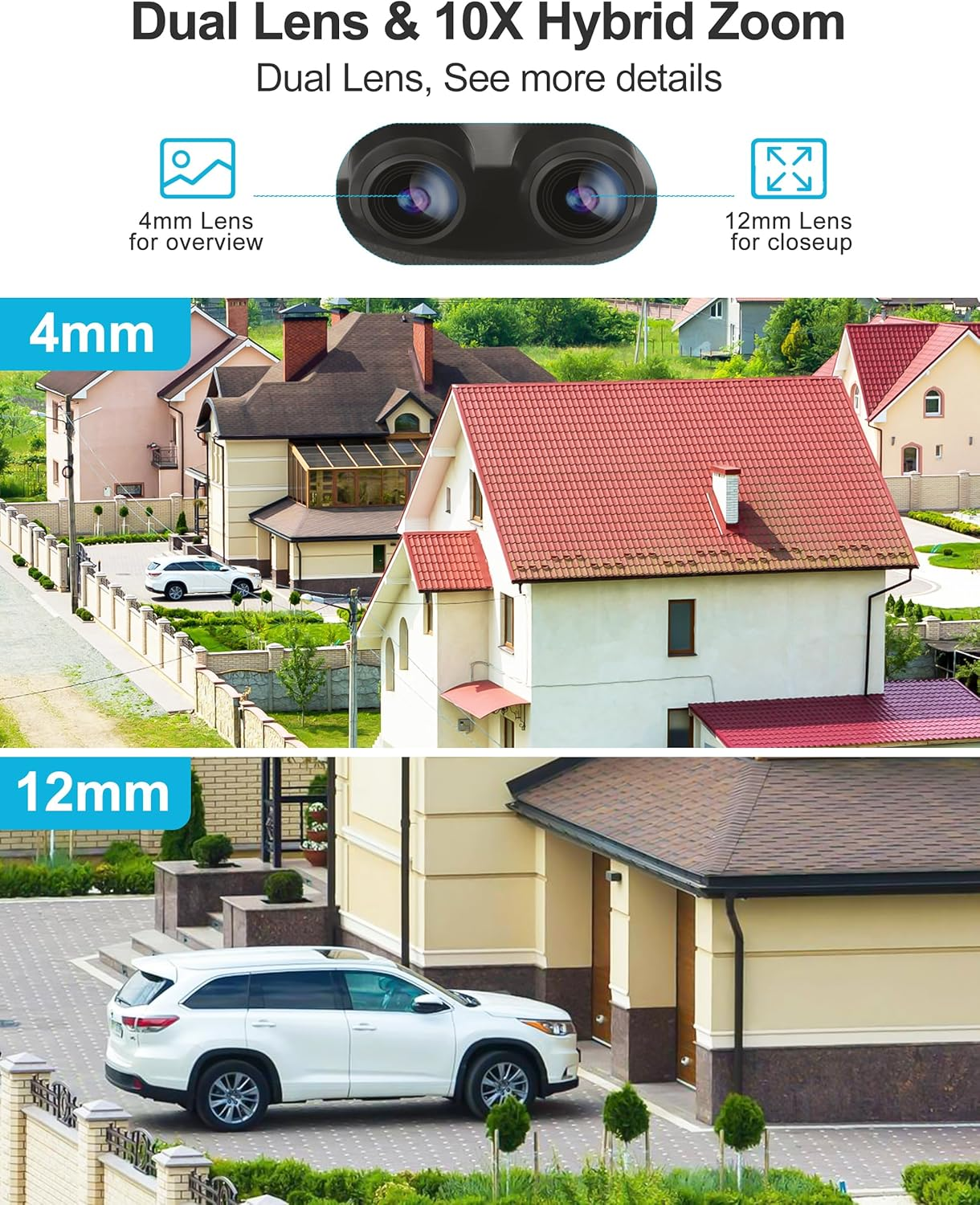 GENBOLT 2.5K PTZ Wifi Security Camera Outdoor with Poe, Dual Lens CCTV Home Surveillance Camera with 10X Hybrid Zoom, IP Camera with Color Night 4MP, Auto Tracking Humanoid Detection(2.4&5Ghz) image number 1