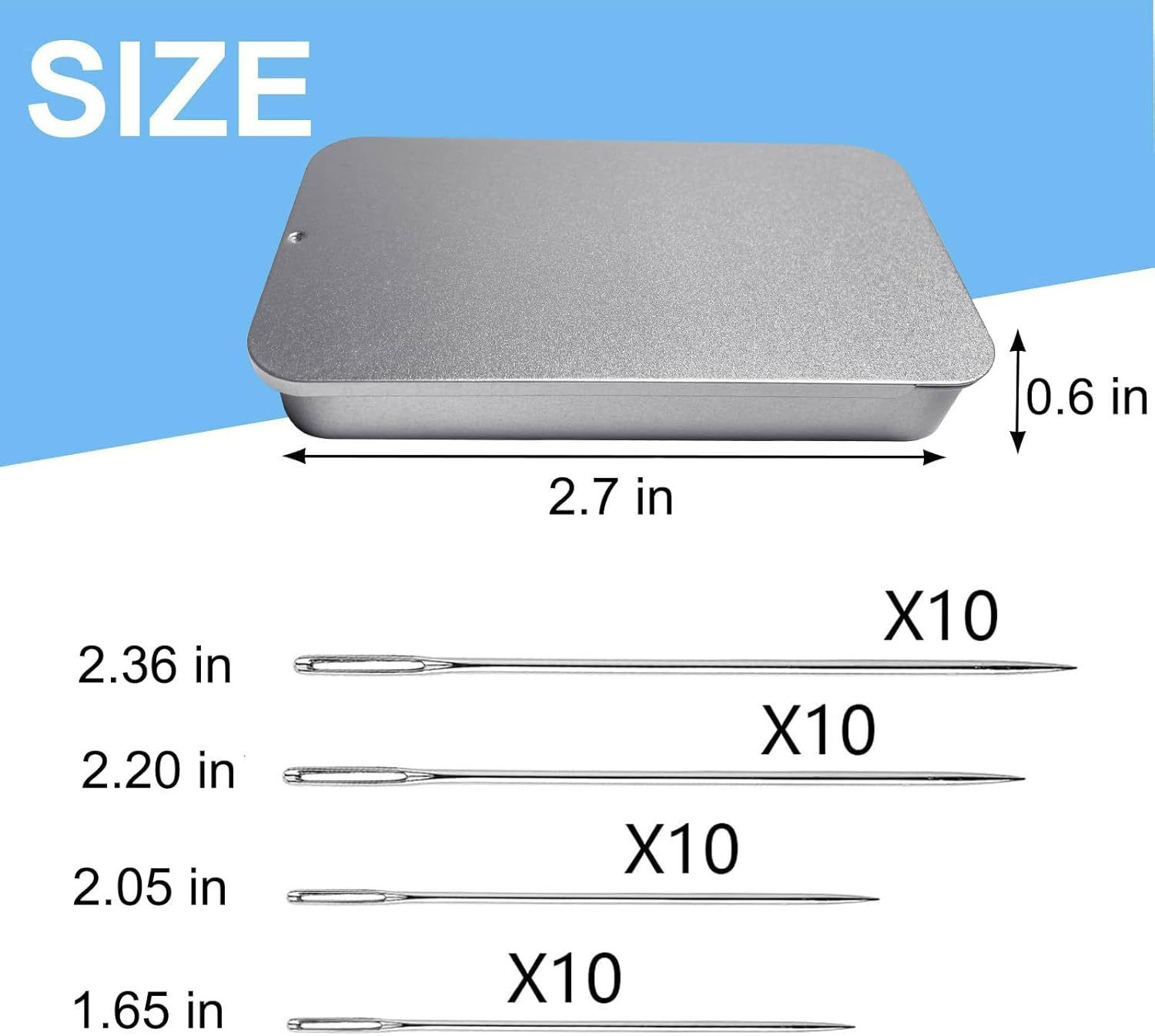 40PCS Sewing Needles Set,Large Eye with Threader & Magnetic Pin Cushion,Embroidery Thread Needle for Hand Sewing, 4 Sizes Stainless Steel Needles, for Embroidery, Crafts Projects and DIY image number 1