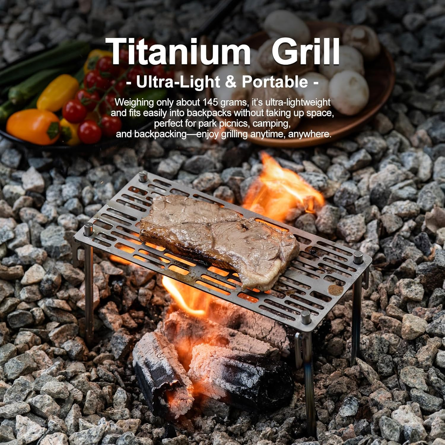 Boundless Voyage Titanium Grill with Carry Bag Outdoor Camping Grill Net Plate Backpacking Mini Size Gridiron Barbecue BBQ