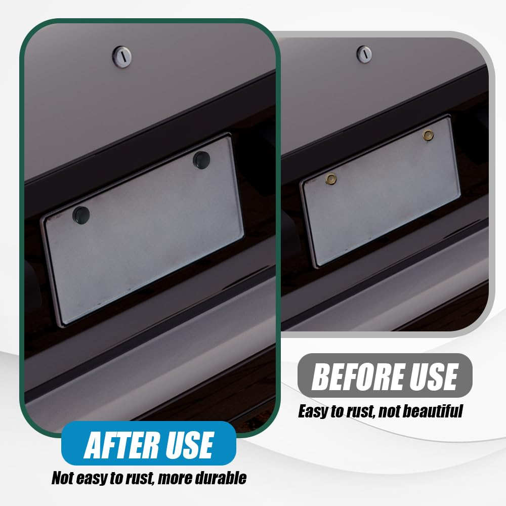 Anti Theft License Plate Screws Kits, Tamper Resistant Licence Plate Kit, 1/4"(M6) Security Screws, Rust Proof Stainless Steel Bolts Fasteners Kit for Front Rear Frame Holder Mounting image number 4