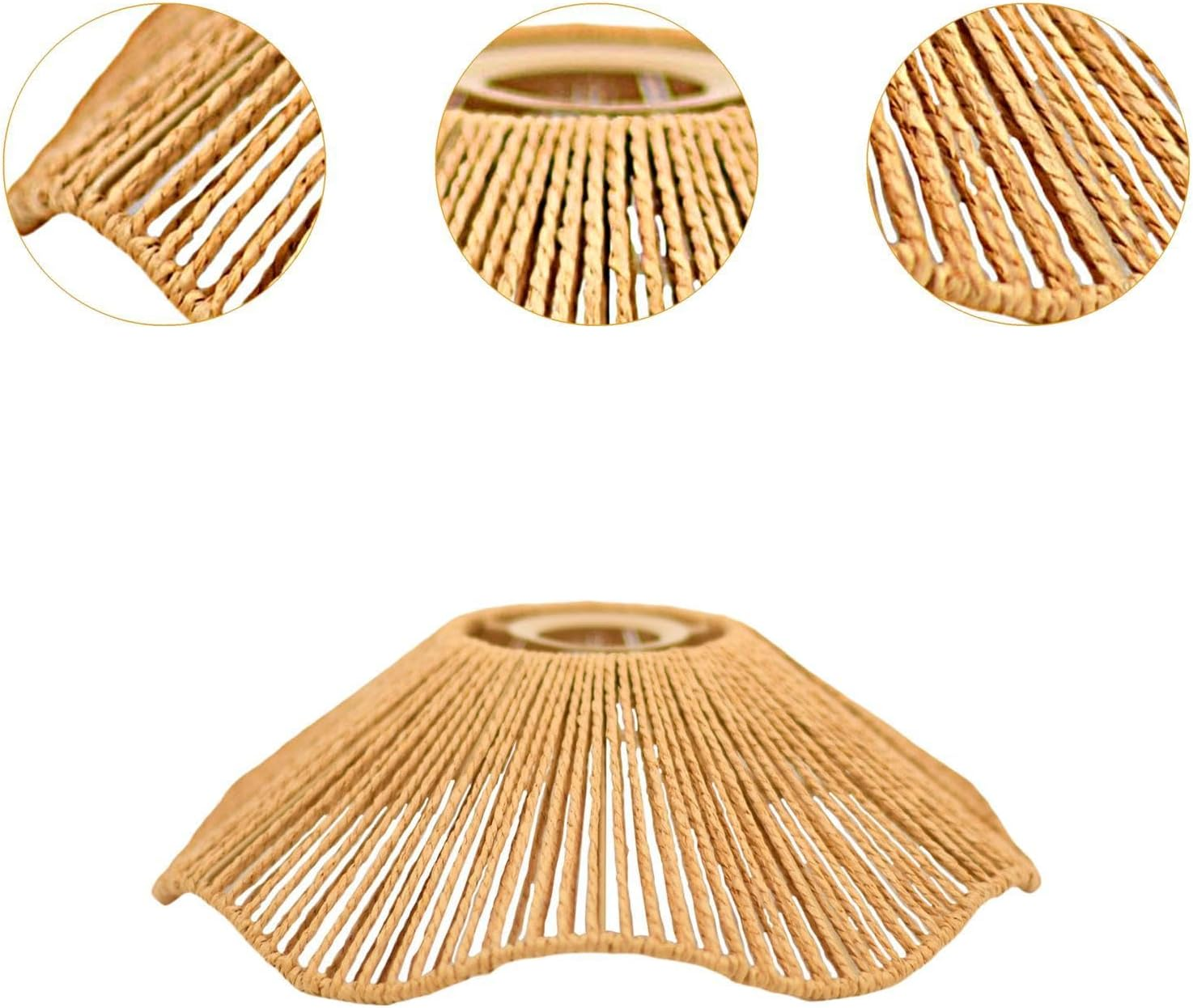 ＡＷＨＡＯ Woven Lamp Shade, Pendant Light Shade,Chandelier Covers Shades,Ceiling Lantern Cover, for Table Lamp, Yellow image number 3