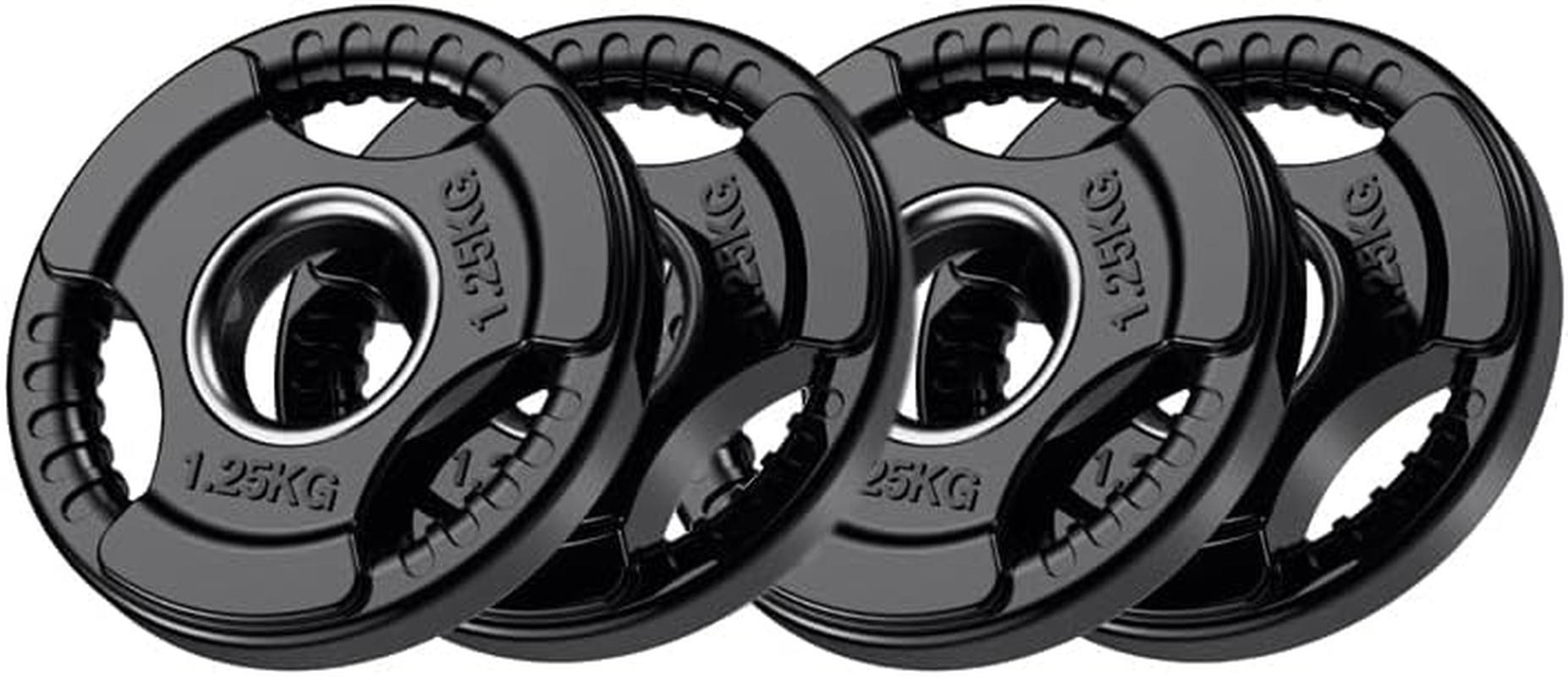 Olympic Weight Plates ,2-Inch Rubber Weight Plates with Opening and Tri-Grip, Solid Cast Iron Core Weights Set for Barbell, Weightlifting Plate for Dumbbell, Strength Training, Body Building, WOD, MMA, Crossfit, Fitness, Sports