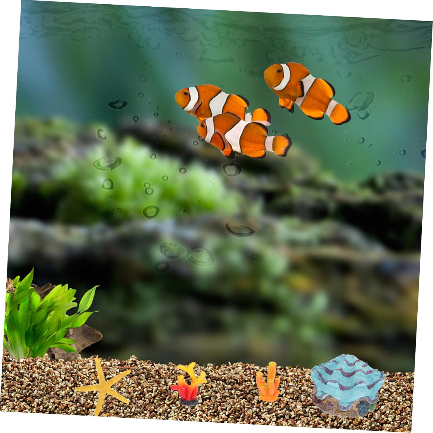 BCOATH 4Pcs Aquarium Decor Realistic Resin Shell Coral Ornaments for Fish Tank Stable Fade-Resistant Simulation Shell Decor for Aquatic Environments