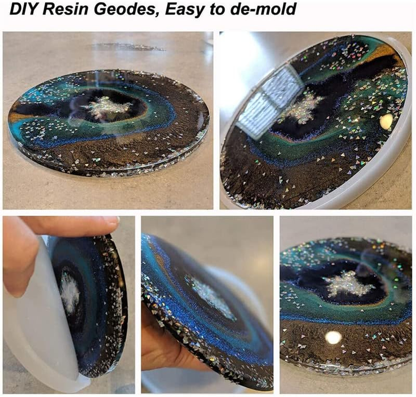 AIMALL Coaster Resin Casting Mould Epoxy Mold Silicone Craft DIY Jewelry Agate Making - Durable & Transparent Design Easy Release image number 3