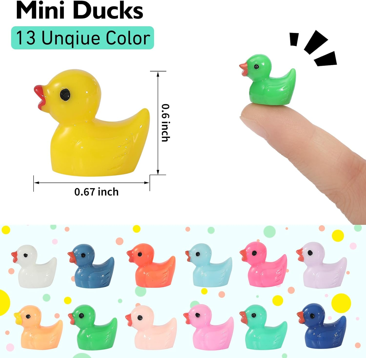 130 Pcs Mini Ducks,Bulk Multicolor Resin Duck Figurines for Miniature Landscape Garden Aquarium Potted Ornament Accessories Home Hide Prank Game Dollhouse Decor Office Decompression School Activity image number 3