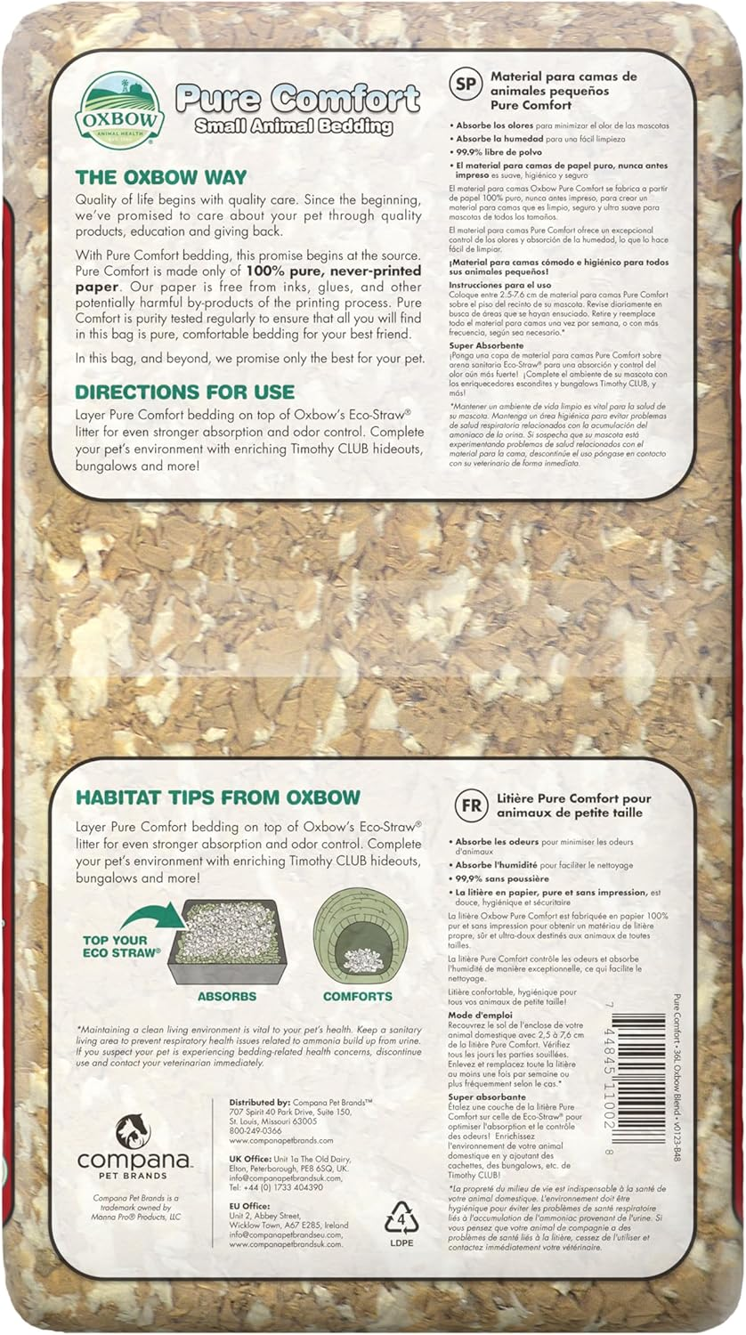 Oxbow Pure Comfort Small Animal Bedding - Odor & Moisture Absorbent, Dust-Free Bedding for Small Animals, Blend, 36 Liter Bag image number 6