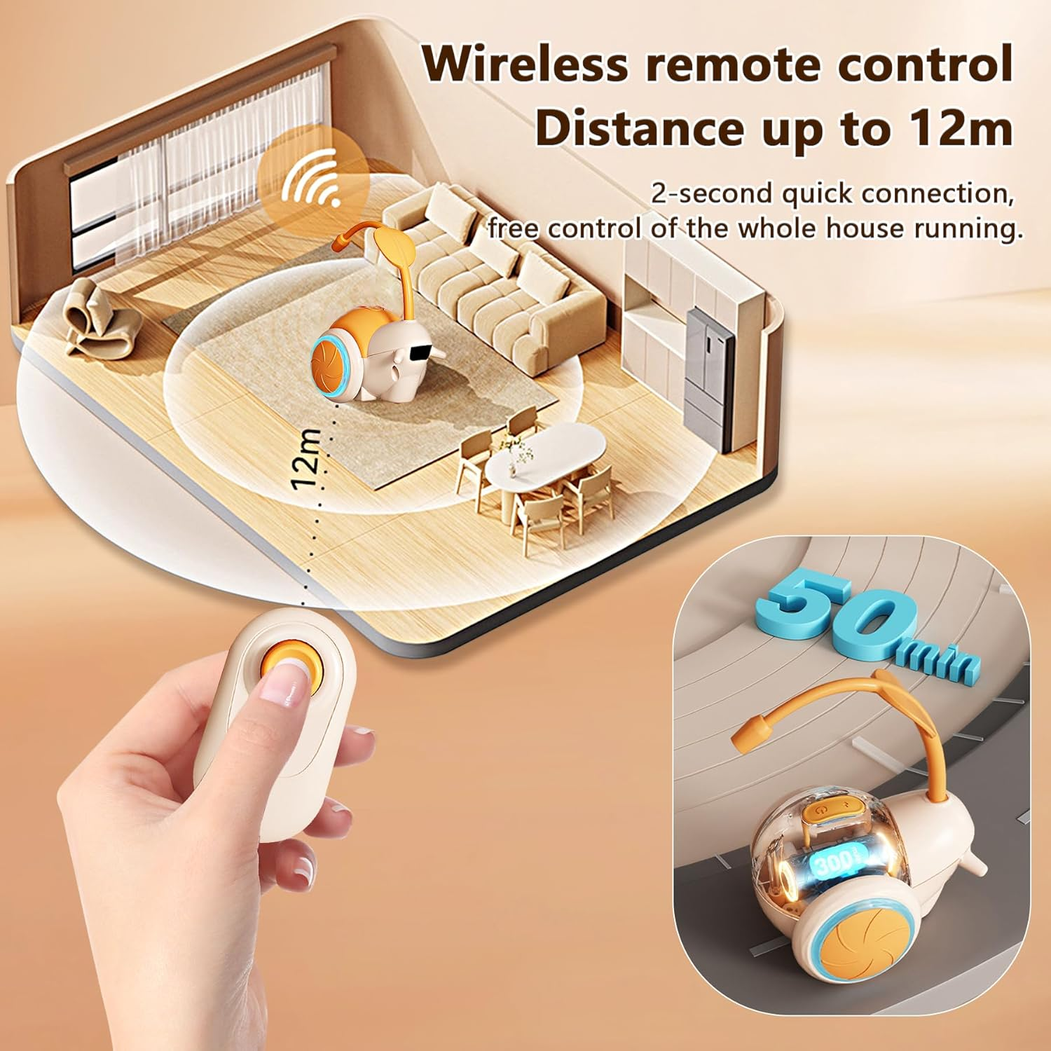 Oiuyamn Interactive Smart Cat Toys, Automatic Obstacle Avoidance Cat Toys, Cat Mouse Toys for Bored Indoor Cats image number 5