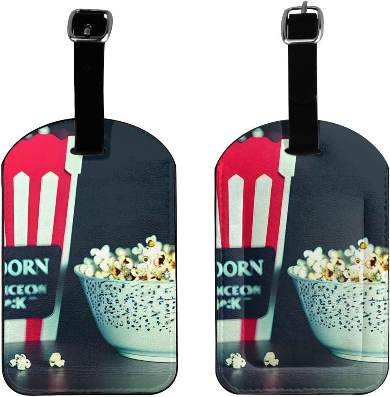 Movie Clapboard and Popcorn Print Elegant Tag Stylish Tag Luggage Tag 4.3 X 2.76 Inch for Suitcases Travel Bags image number 2