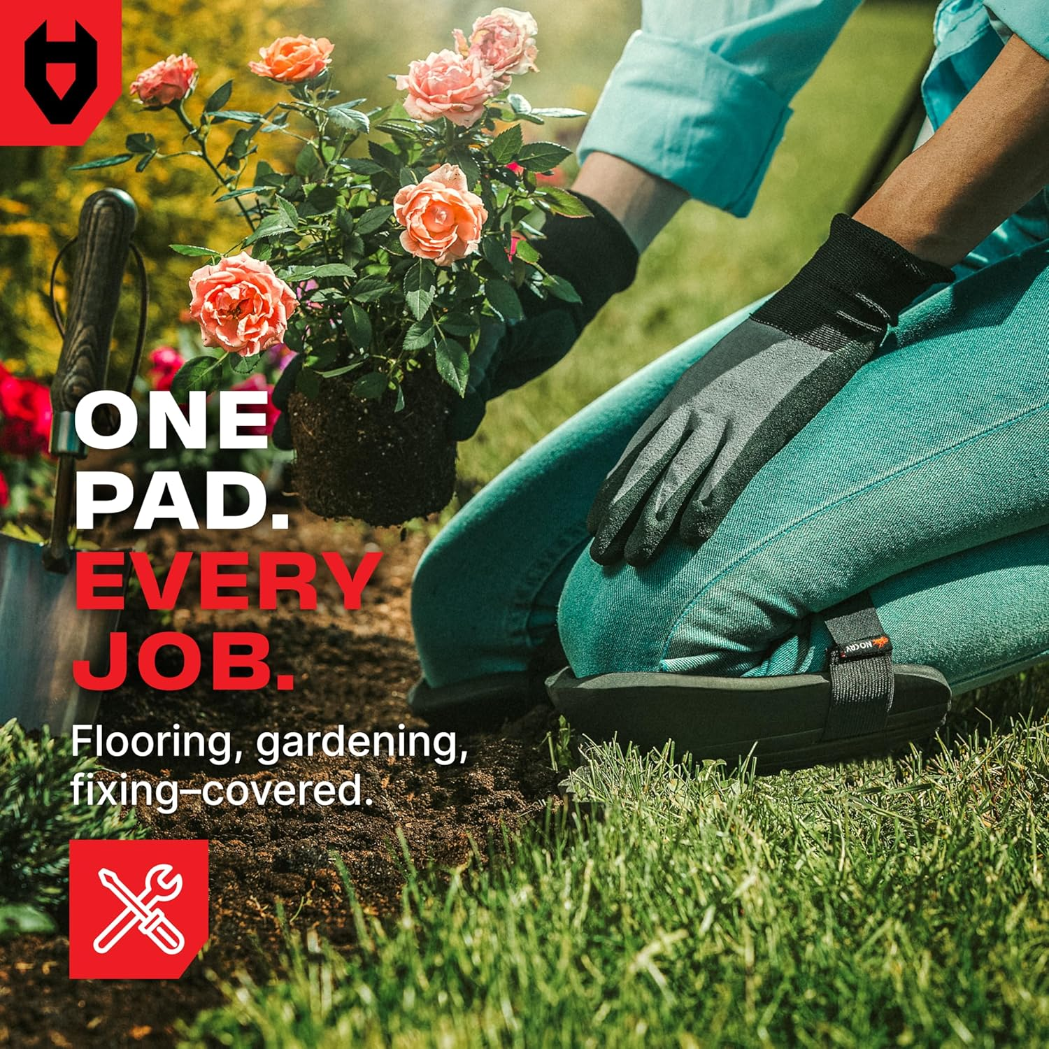 Nocry Lightweight Home & Gardening Knee Pads with Waterproof EVA Foam Cushion, Soft Inner Liner, and Easy Fit with Adjustable Hook'N'Loop Straps - Black image number 6