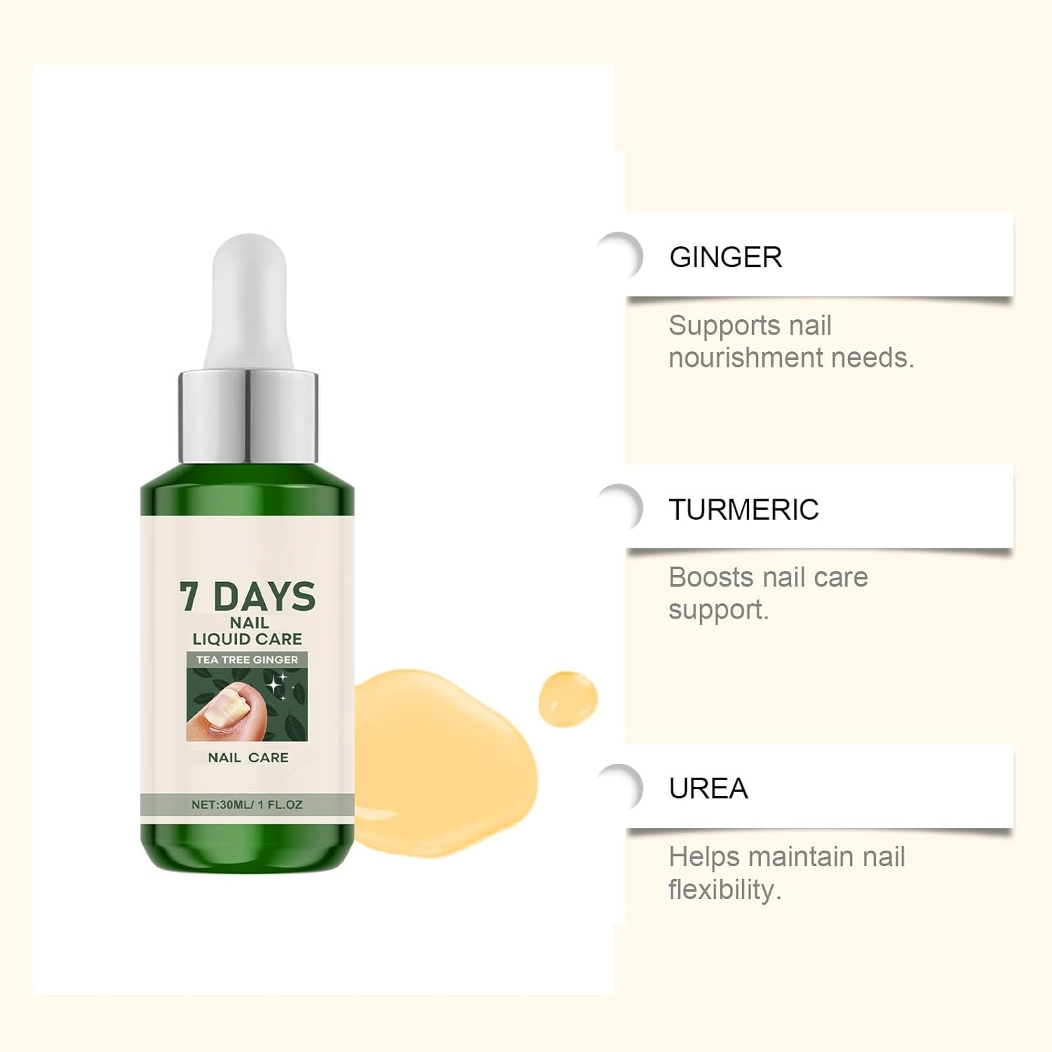 Ginger Nail Growth Serum, Nail Repair & Strengthener for Weak & Brittle Nails Serum, Damaged Broken Discolored Nails, 7 Days Toenail Treatment Extra Strength for Toenails Anti-Breakage Serums (4PCS) - 4Pcs image number 4