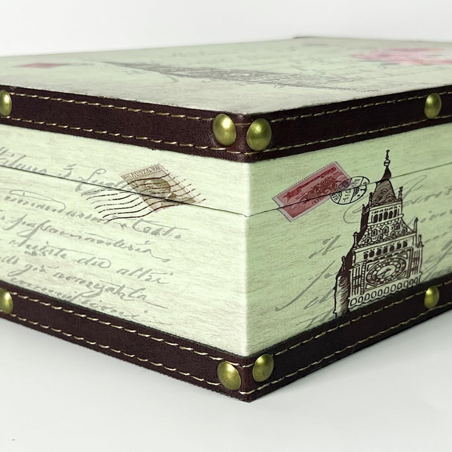 Dreamseden Wooden Decorative Storage Box, Vintage Treasure Box Letter Paper Container Keepsake Case for Gifts Home Decorations image number 5