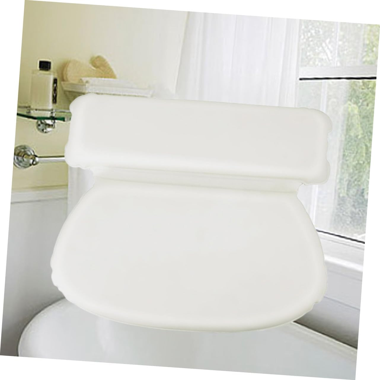 Gatuida Bath Pillow Sponge Bath Cushion for Tub Spa Slip Resistant Powerful Suction Cups Comfortable Back Support for Bathing White image number 6