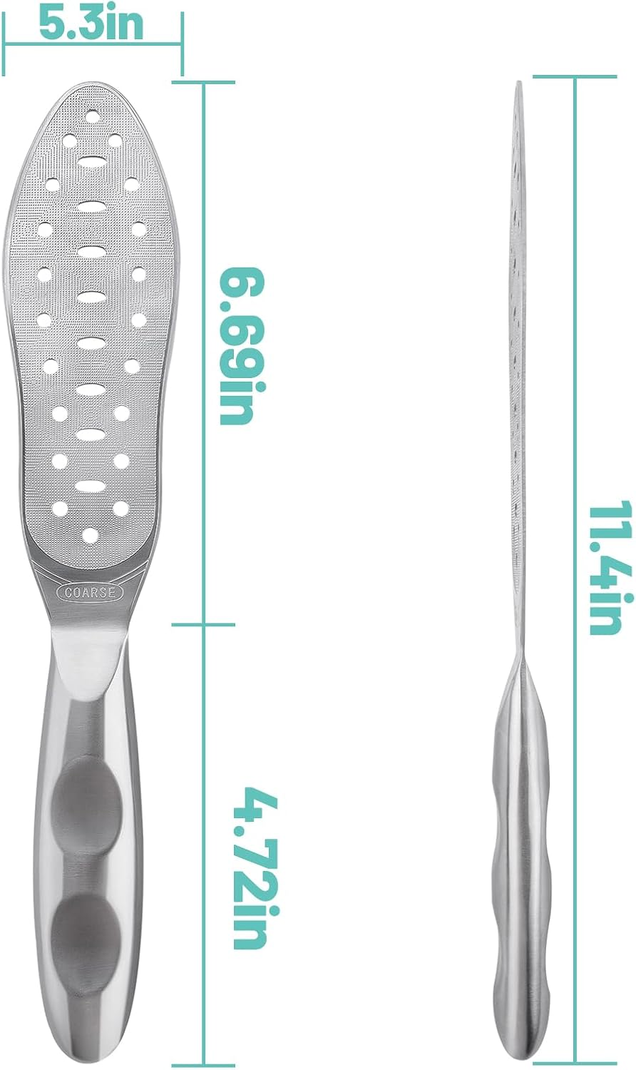 Foot File Callus Remover Stainless Steel Double Sided Foot Scraper, Foot Rasp for Dry and Wet Skin, Pedicure Tool for Feet Hard Skin and Cracked Heels image number 2