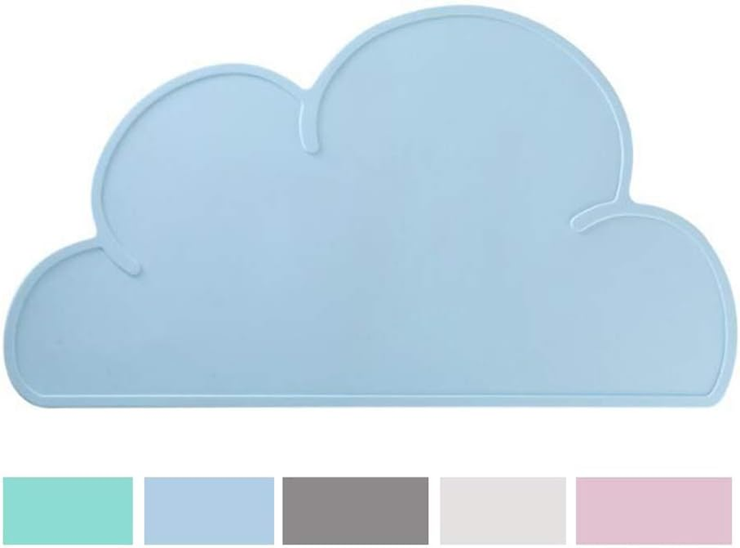 Love Dream Silicone Pet Feeding Food Mat with Raised Edge, Anti-Slip Waterproof Pet Bowl Mat Placemat for Dog and Cat (Sky Blue)