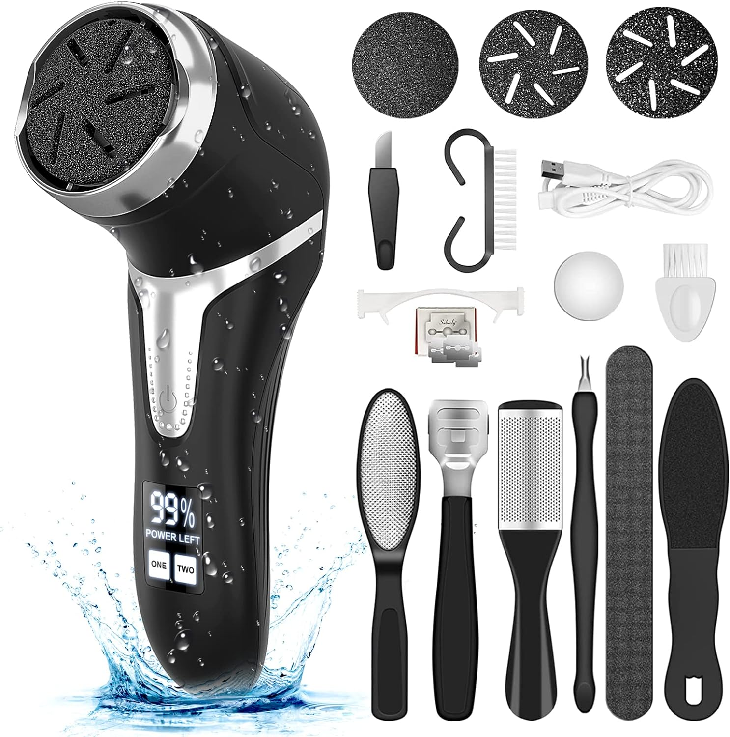 Electric Callus Remover for Feet with Vacuum, Professional Pedicure Tools Kit, Rechargeable Waterproof Foot File for Foot Care Deadskin Remover with 3Heads&2Speed,Lcd Display image number 6