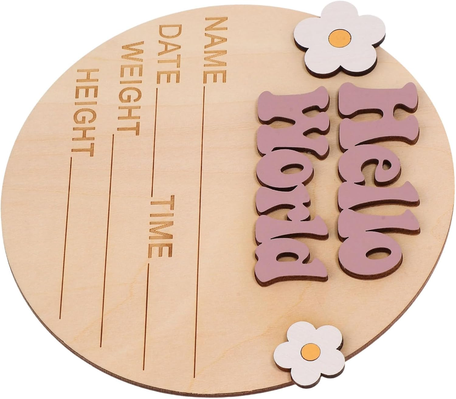 Ibasenice Wood Baby Name Sign and Newborn Announcement Sign for Nursery Rustic Baby Birth Announcement Cards Flower Decor for New Parents