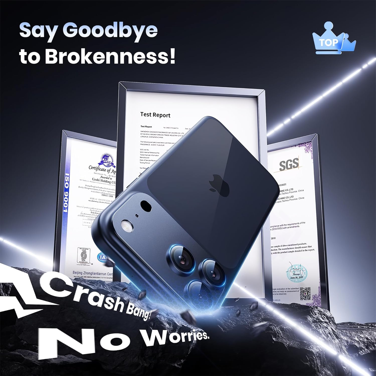 Hoerrye for Iphone 17 Pro Max Camera Lens Protector - [12FT Shatterproof Military Grade] [Strong Adsorption] Metal 9H+ Tempered Glass Camera Screen Full Protective Cover Case Friendly,Deep Blue